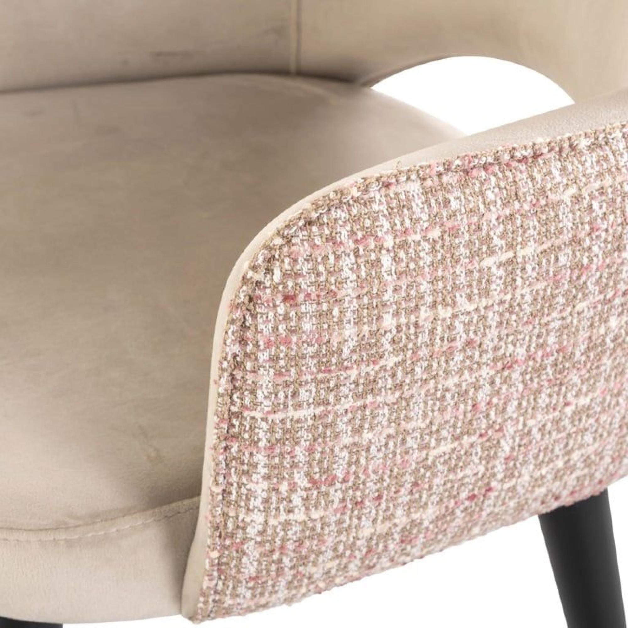 Product photograph of Giovanna Pink Khaki Fabric Dining Armchair With Black Legs from Choice Furniture Superstore.