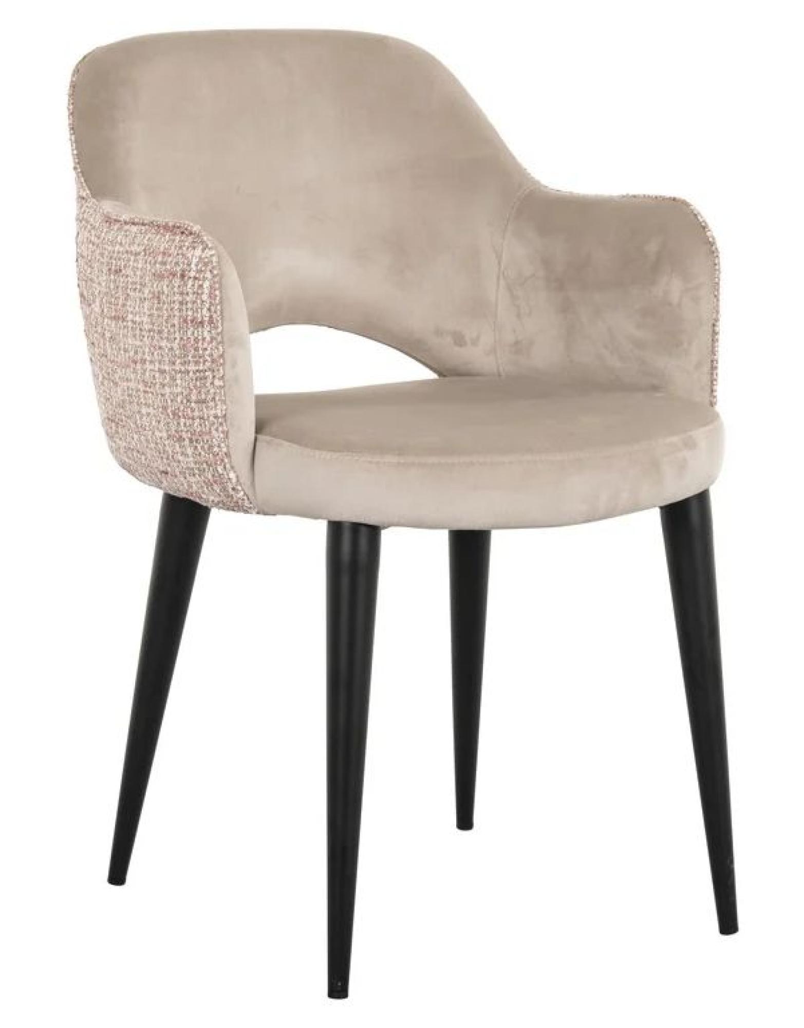 Product photograph of Giovanna Pink Khaki Fabric Dining Armchair With Black Legs from Choice Furniture Superstore.