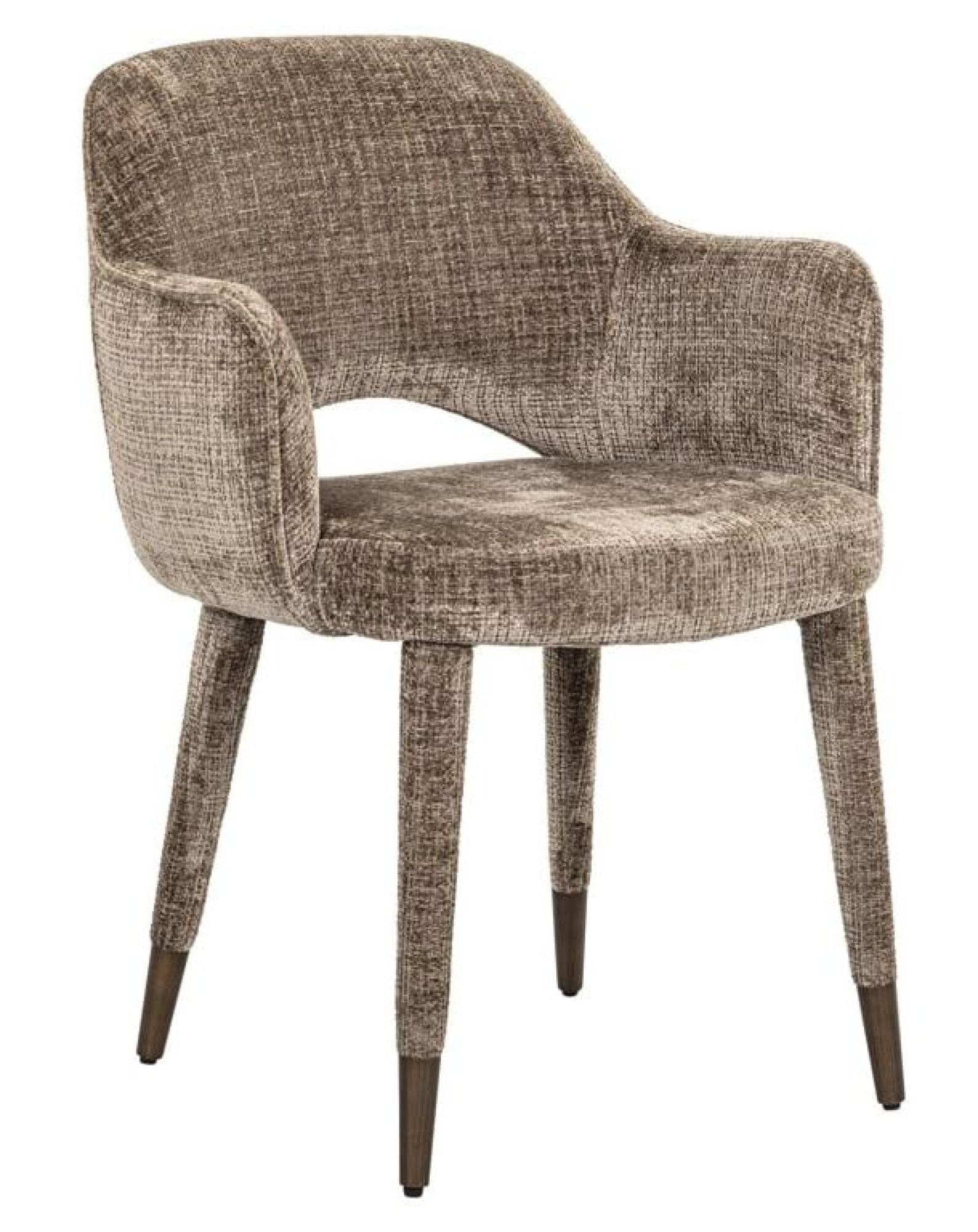 Product photograph of Donnatella Stone Chenille Fabric Dining Armchair from Choice Furniture Superstore.