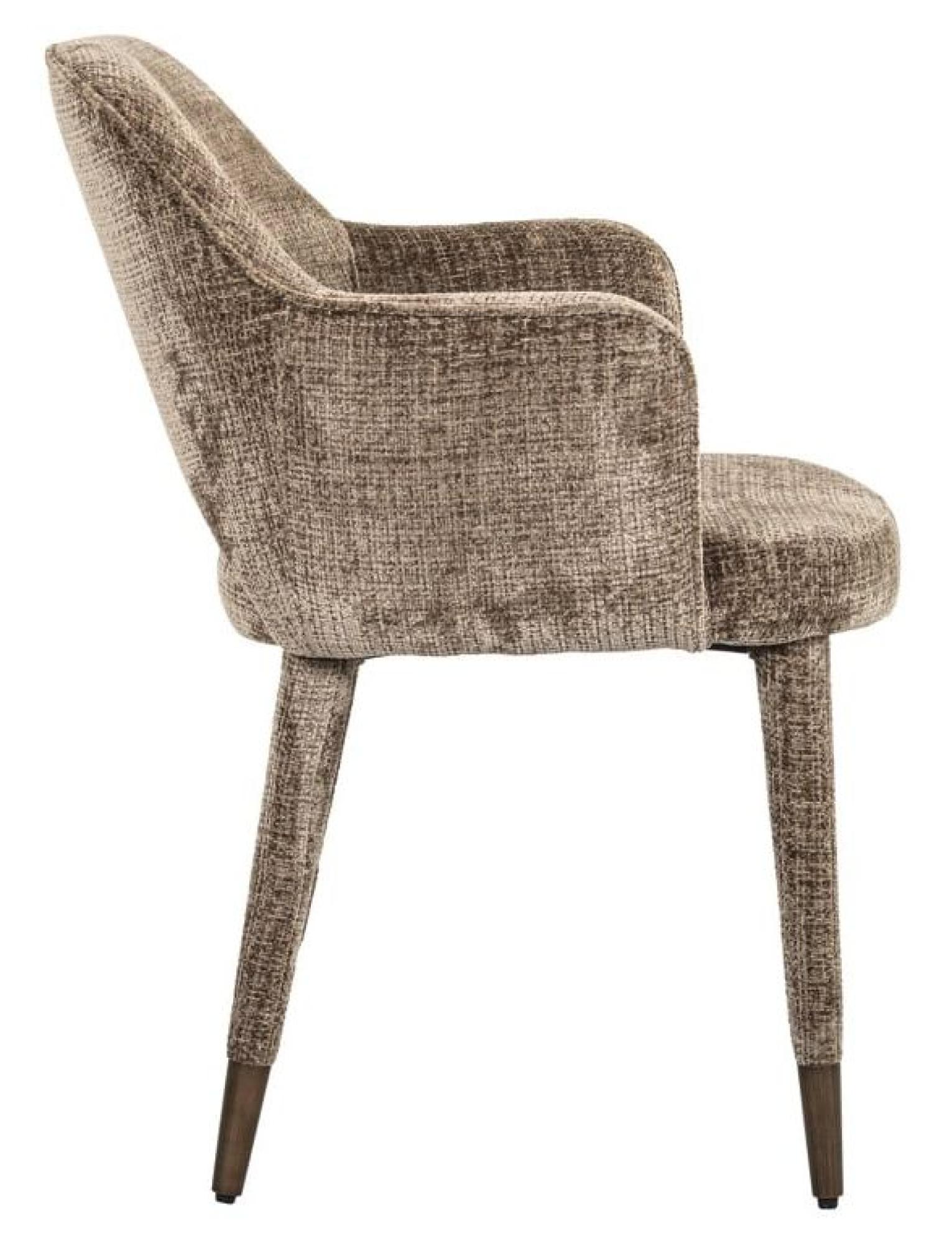 Product photograph of Donnatella Stone Chenille Fabric Dining Armchair from Choice Furniture Superstore.