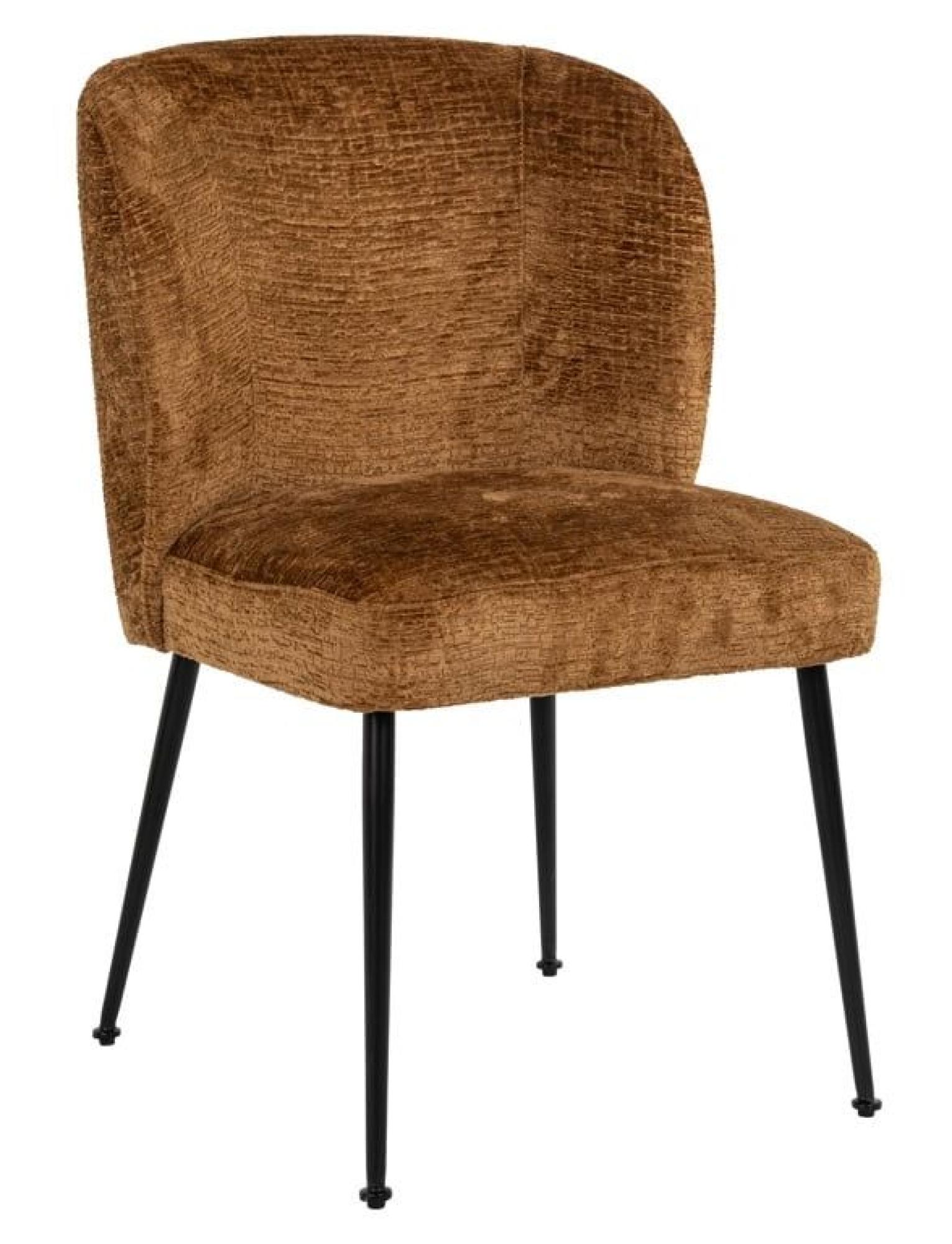 Product photograph of Fallon Cognac Fabric Dining Chair With Black Legs from Choice Furniture Superstore.