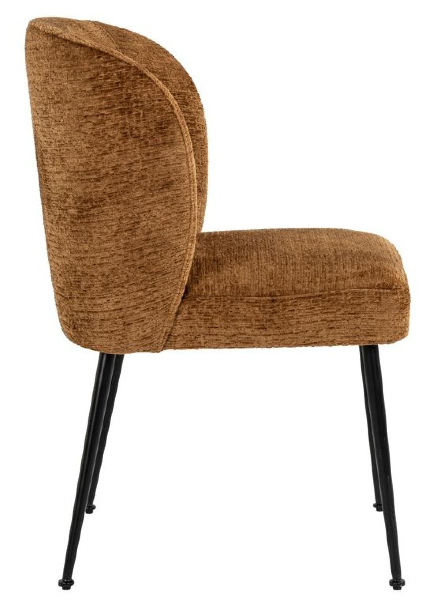 Product photograph of Fallon Cognac Fabric Dining Chair With Black Legs from Choice Furniture Superstore.