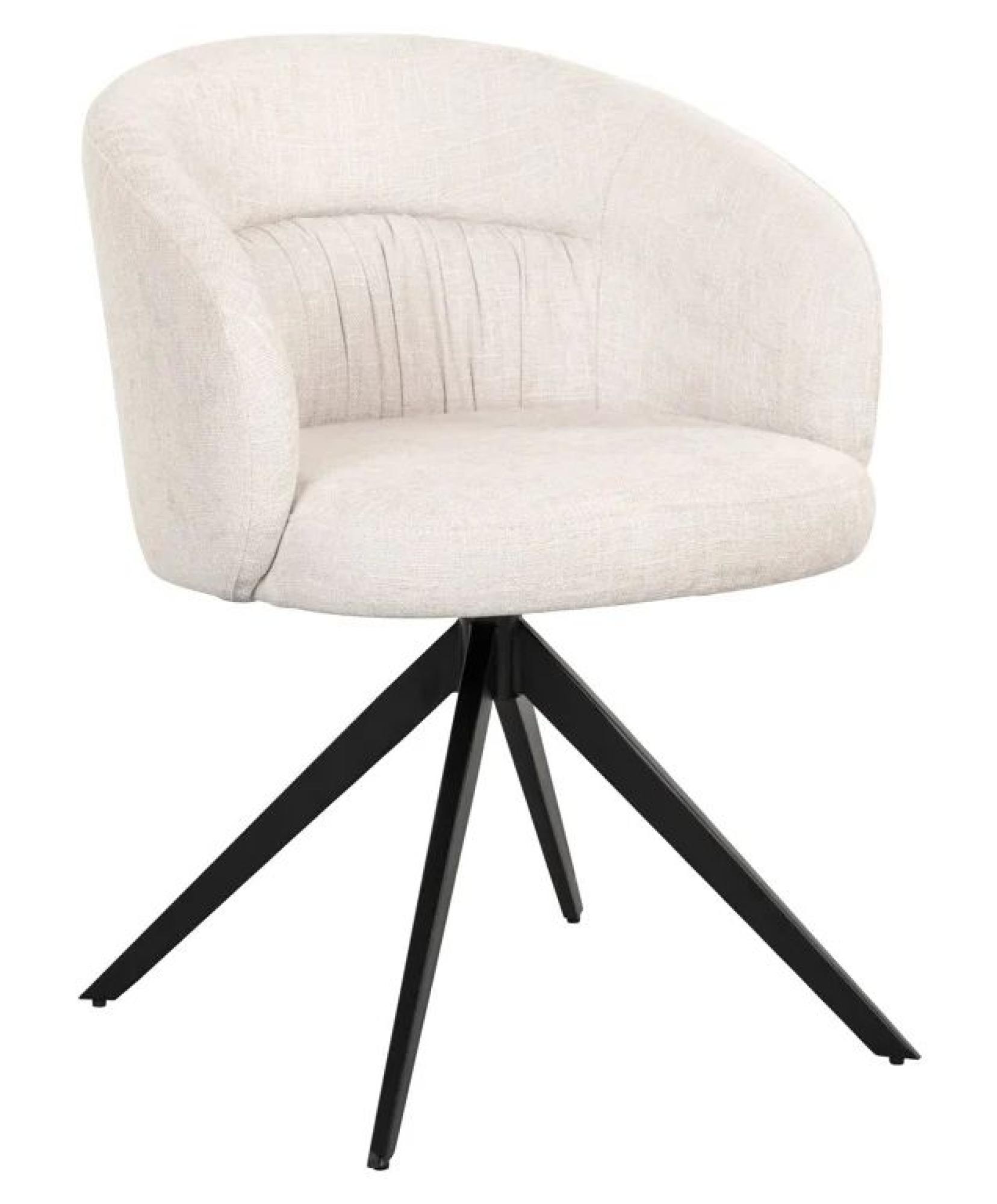 Product photograph of Olivia White Fabric Swivel Dining Chair With Black Legs from Choice Furniture Superstore.