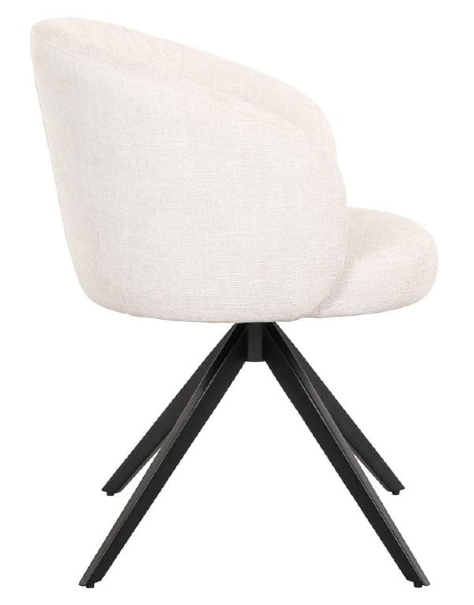 Product photograph of Olivia White Fabric Swivel Dining Chair With Black Legs from Choice Furniture Superstore.