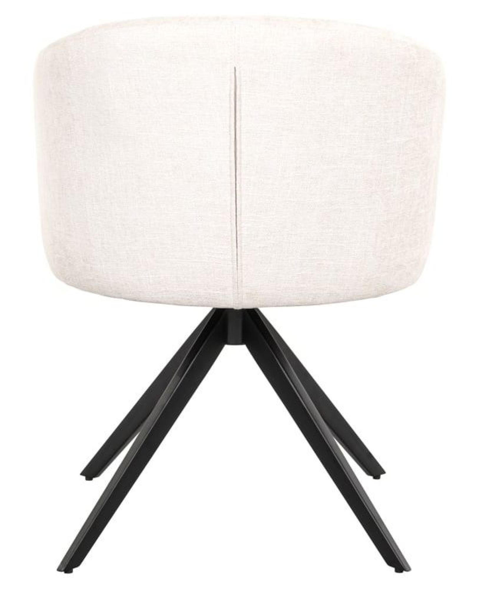 Product photograph of Olivia White Fabric Swivel Dining Chair With Black Legs from Choice Furniture Superstore.