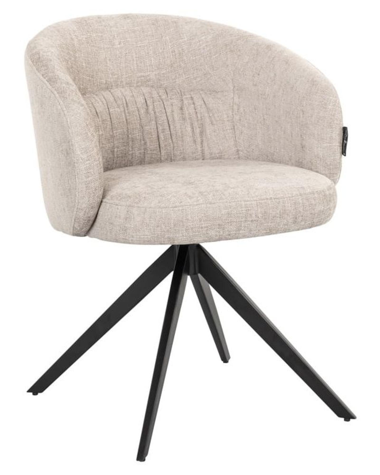 Product photograph of Olivia Natural Fabric Swivel Dining Chair With Black Legs from Choice Furniture Superstore.