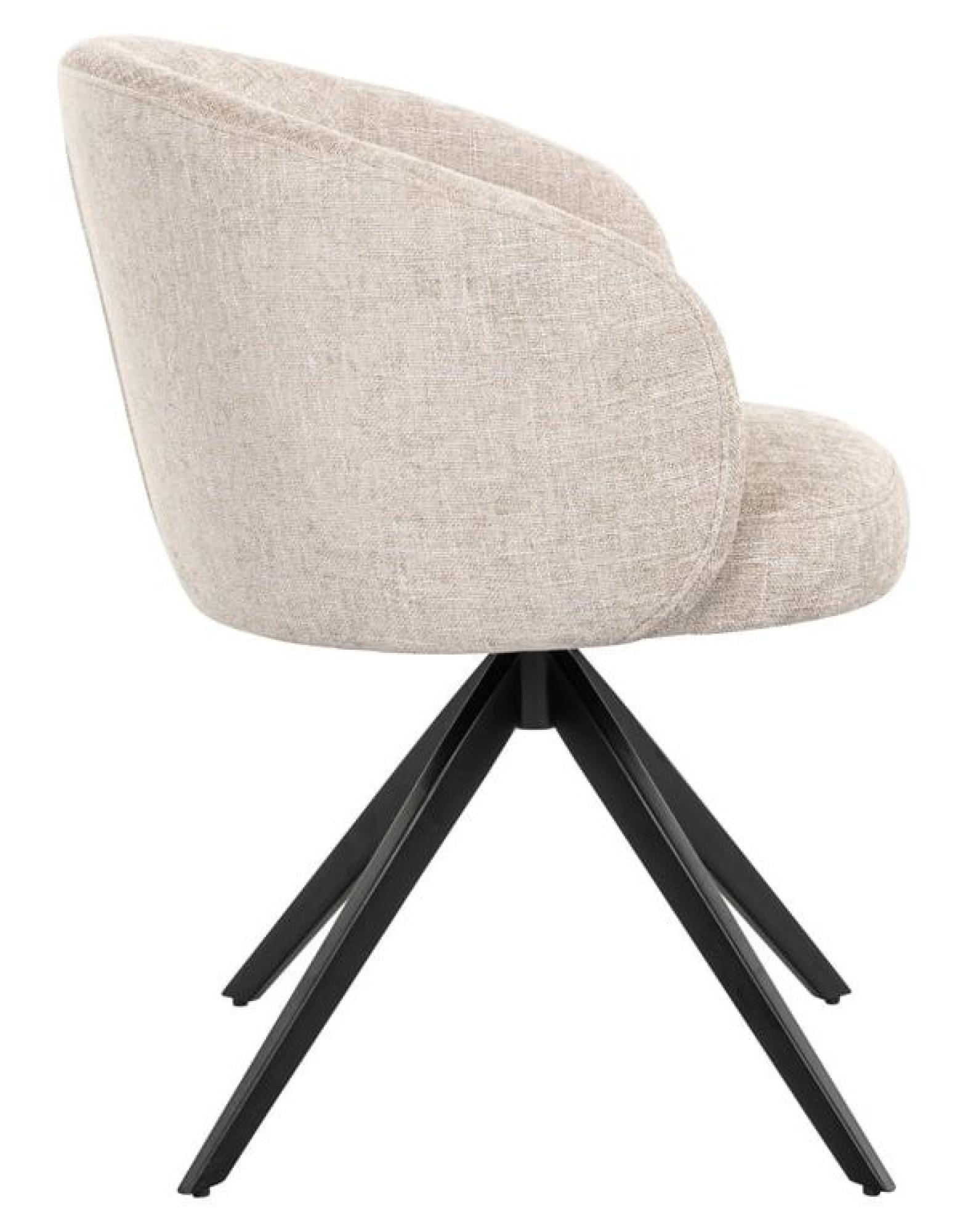 Product photograph of Olivia Natural Fabric Swivel Dining Chair With Black Legs from Choice Furniture Superstore.