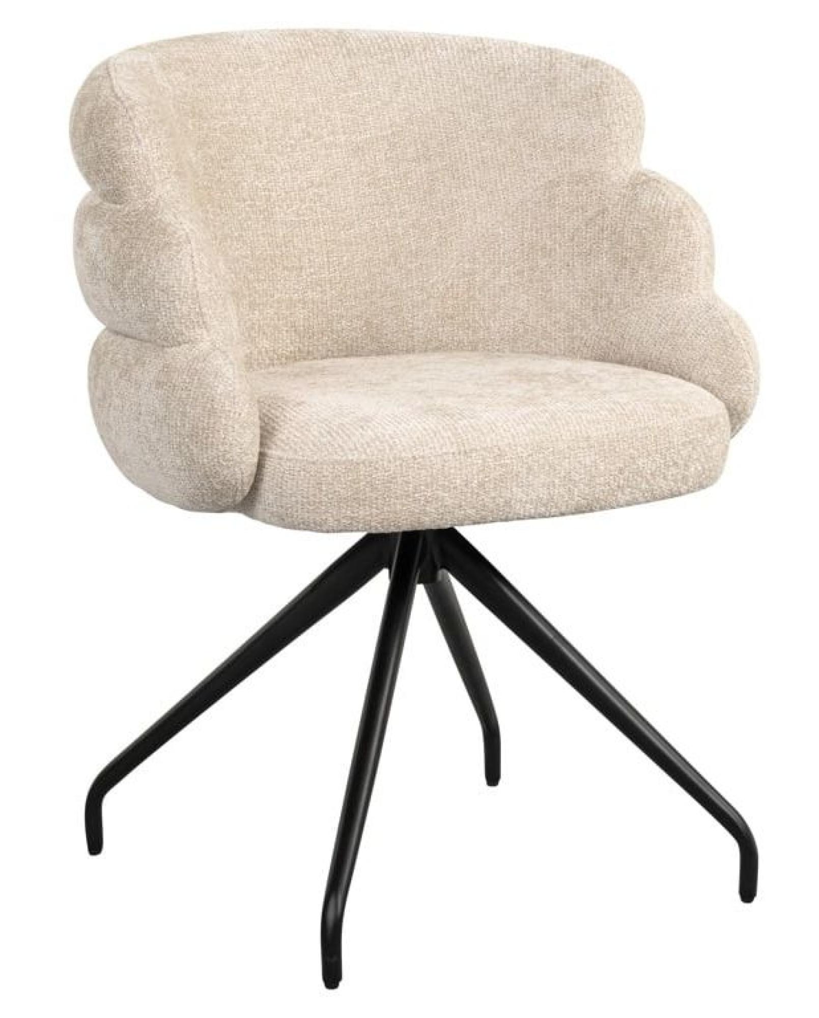 Product photograph of Kayla Cream Fabric Swivel Dining Chair With Black Legs from Choice Furniture Superstore.