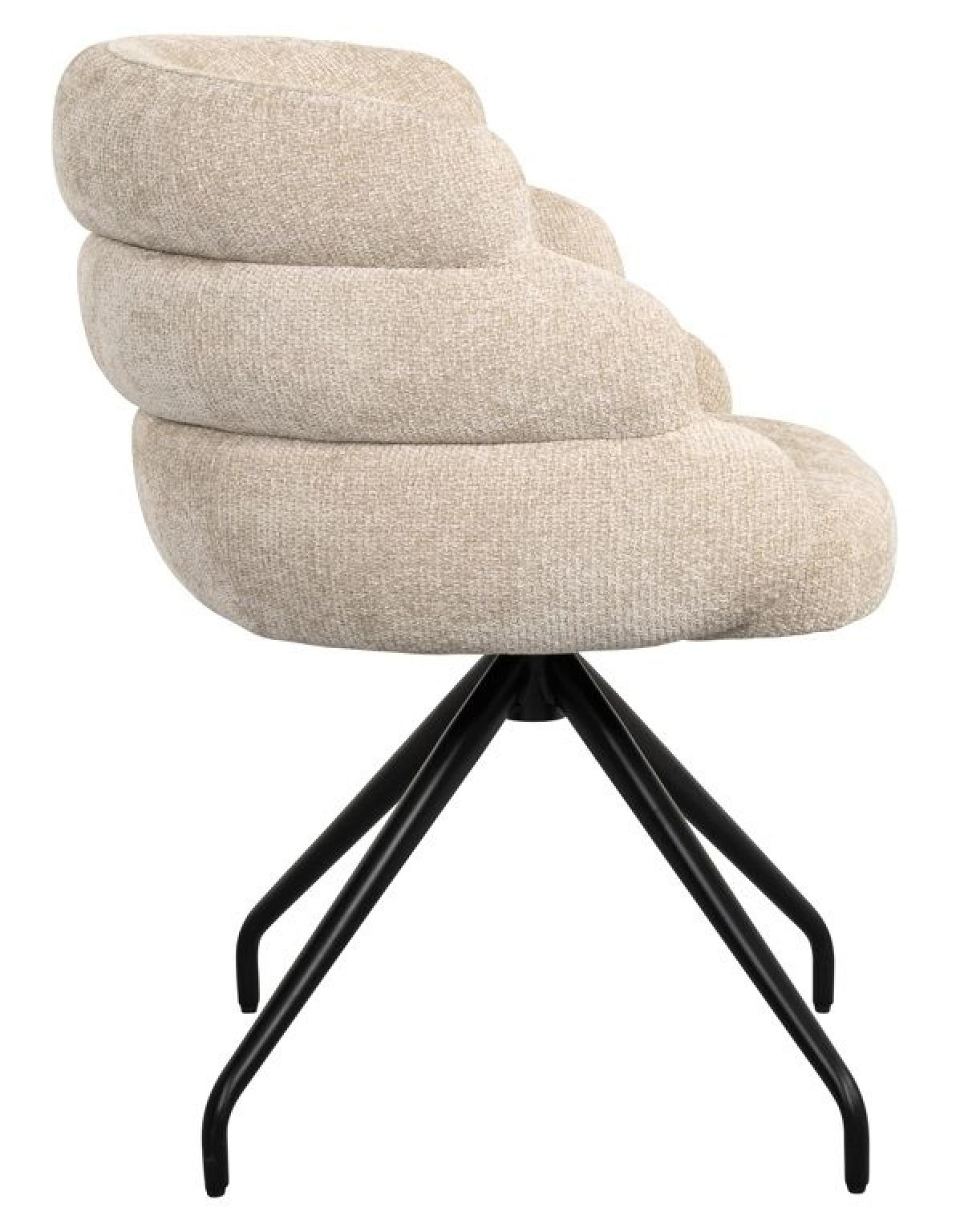 Product photograph of Kayla Cream Fabric Swivel Dining Chair With Black Legs from Choice Furniture Superstore.