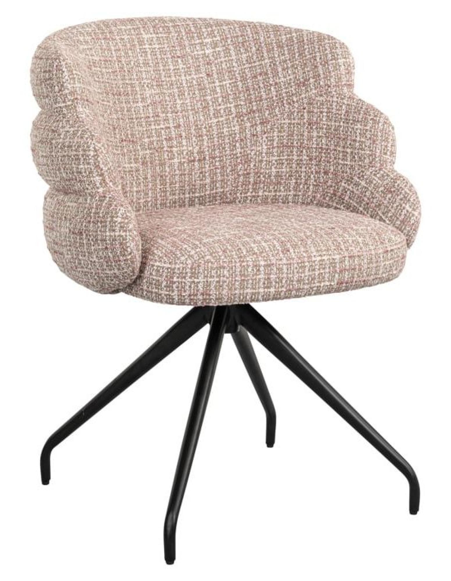 Product photograph of Kayla Pink Fabric Swivel Dining Chair With Black Legs from Choice Furniture Superstore.