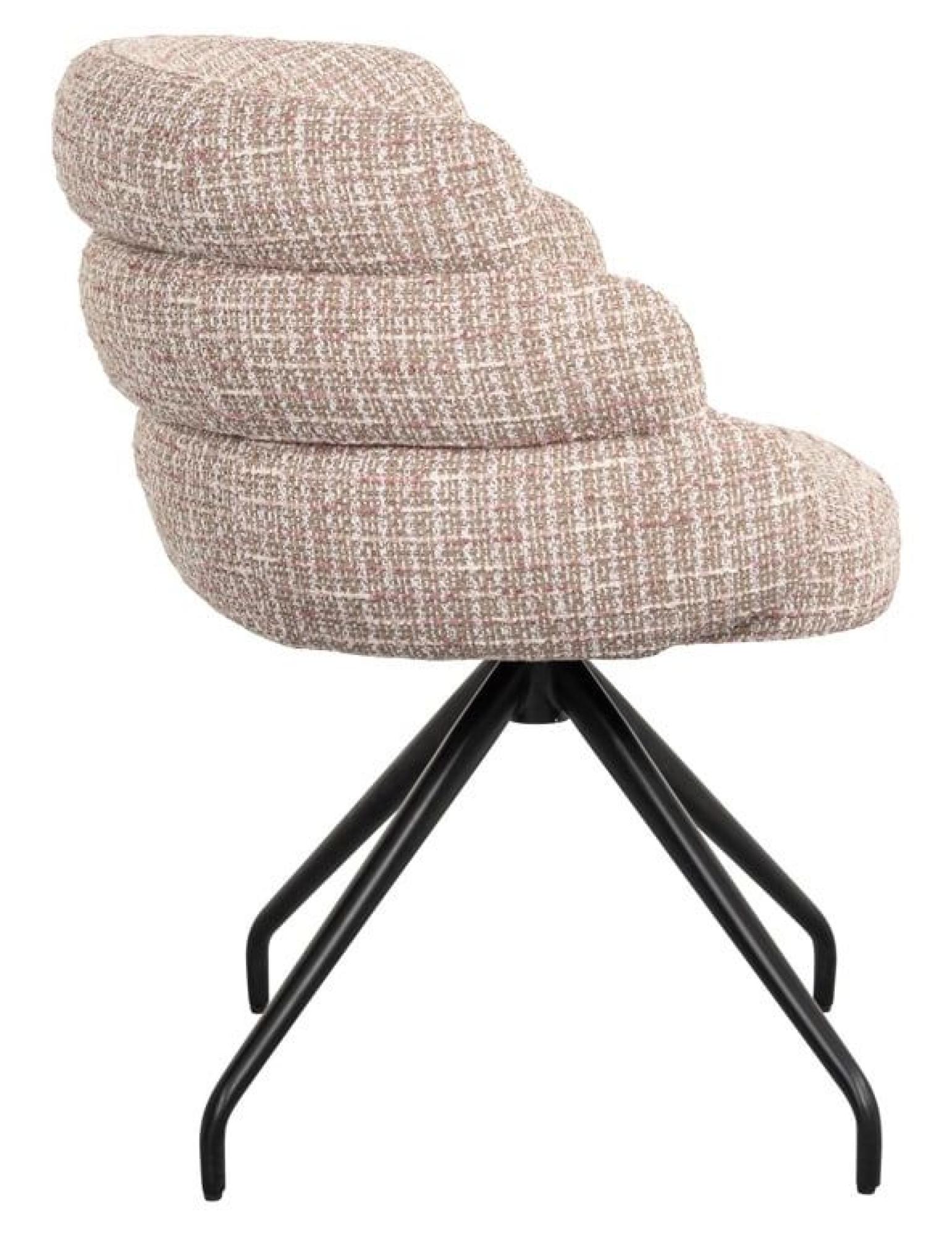 Product photograph of Kayla Pink Fabric Swivel Dining Chair With Black Legs from Choice Furniture Superstore.