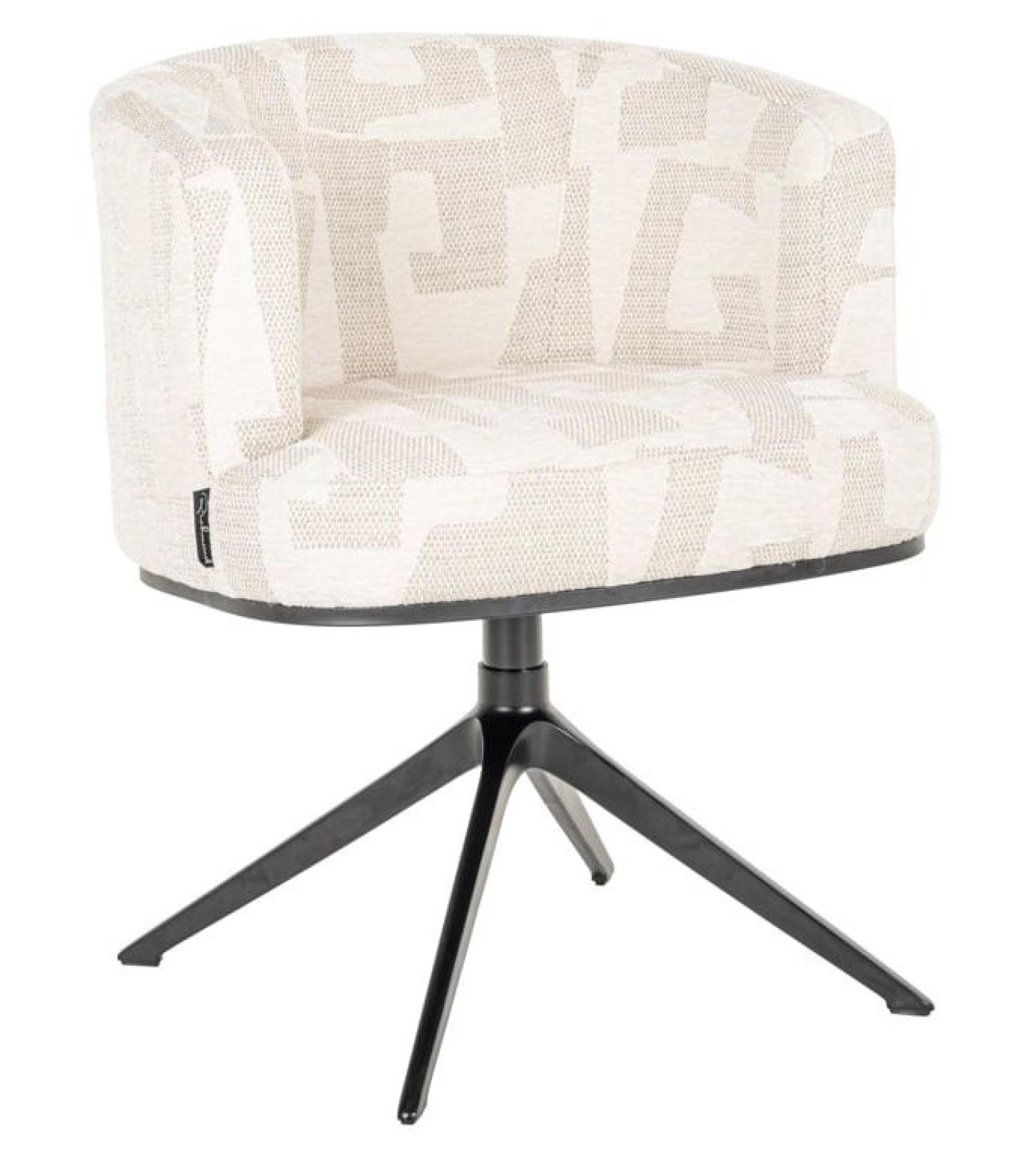 Product photograph of Cheyenne Beige Fabric Graffic Swivel Dining Chair With Black Legs from Choice Furniture Superstore.