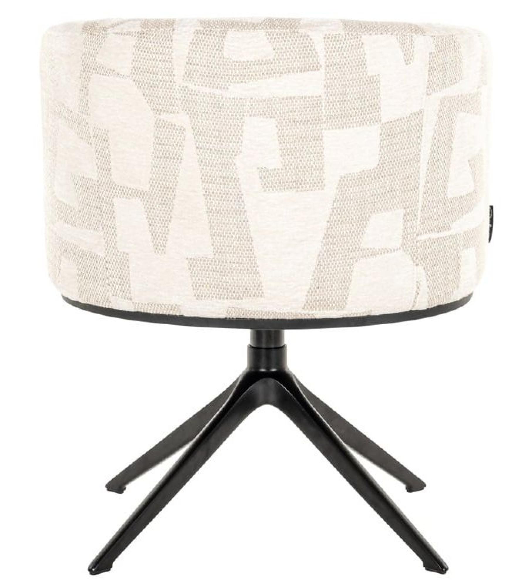 Product photograph of Cheyenne Beige Fabric Graffic Swivel Dining Chair With Black Legs from Choice Furniture Superstore.