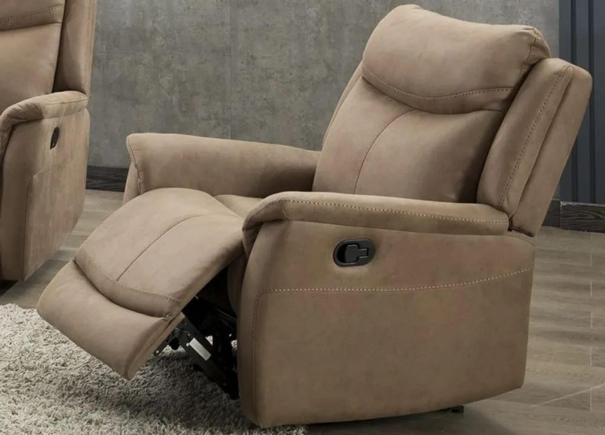 Product photograph of Clearance - Arizona Caramel Beige Fabric Recliner Armchair - Fss15748 from Choice Furniture Superstore.