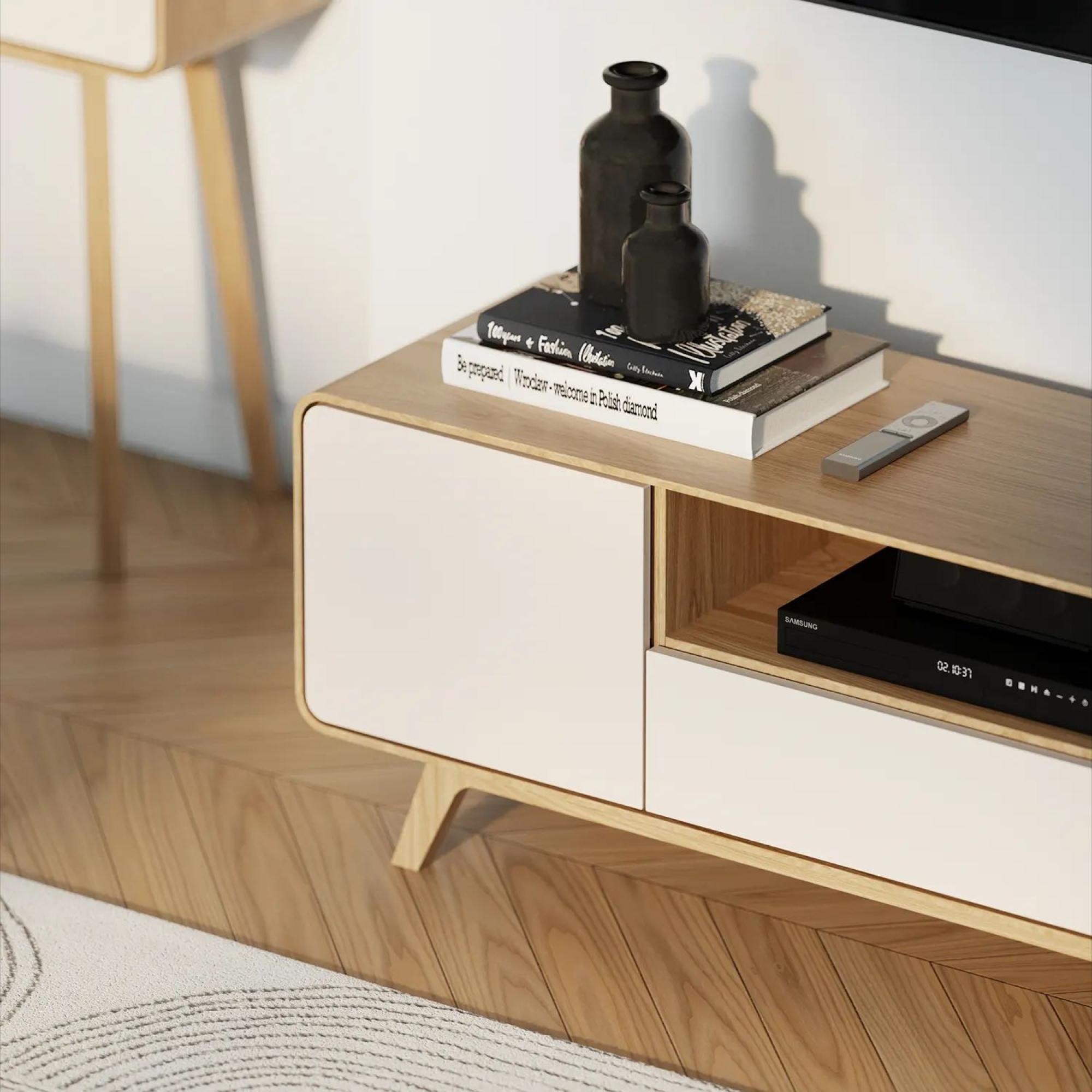 Product photograph of Ashton White Oak 160cm Tv Unit from Choice Furniture Superstore.