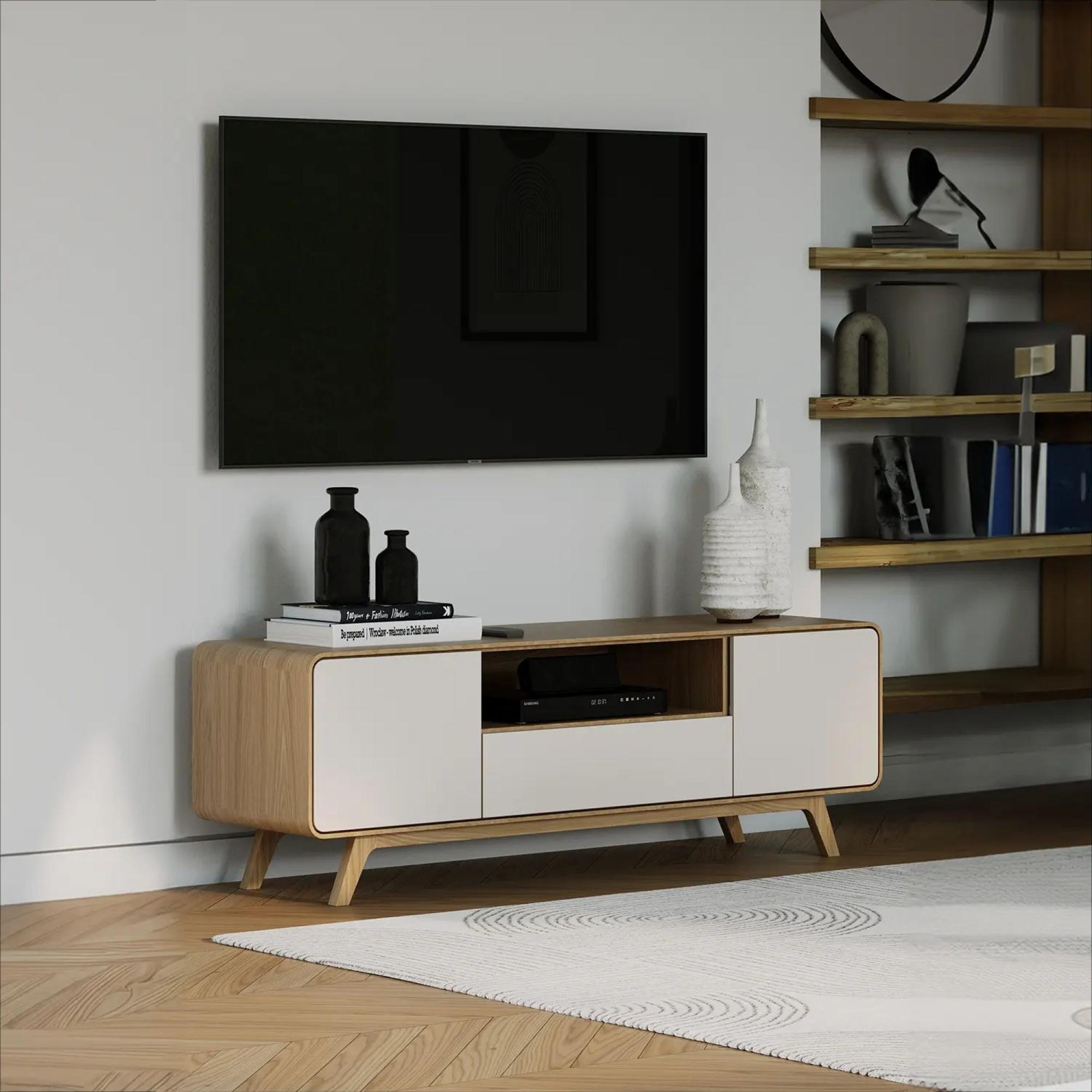Product photograph of Ashton White Oak 160cm Tv Unit from Choice Furniture Superstore.