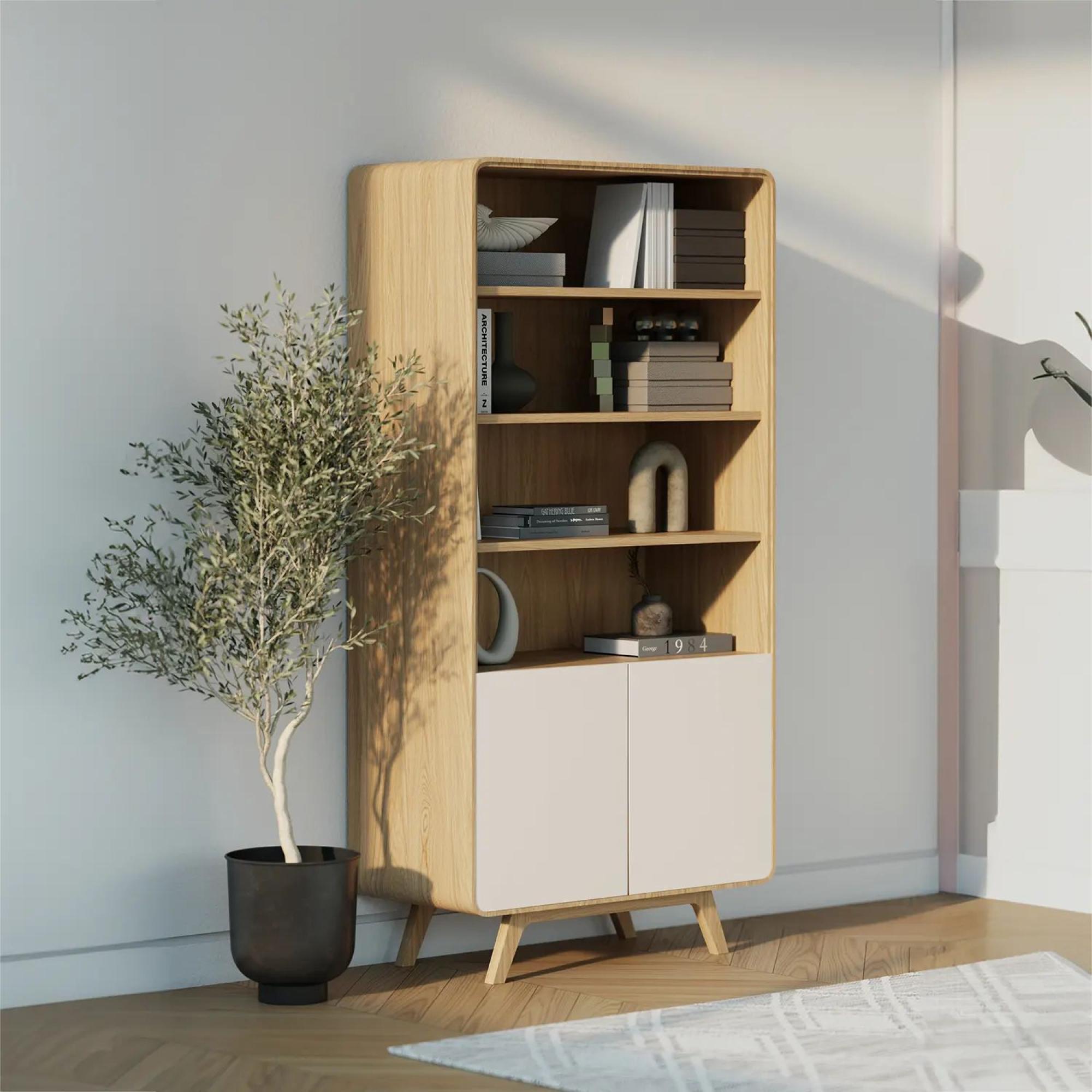 Product photograph of Ashton White Oak Tall Display Unit from Choice Furniture Superstore.