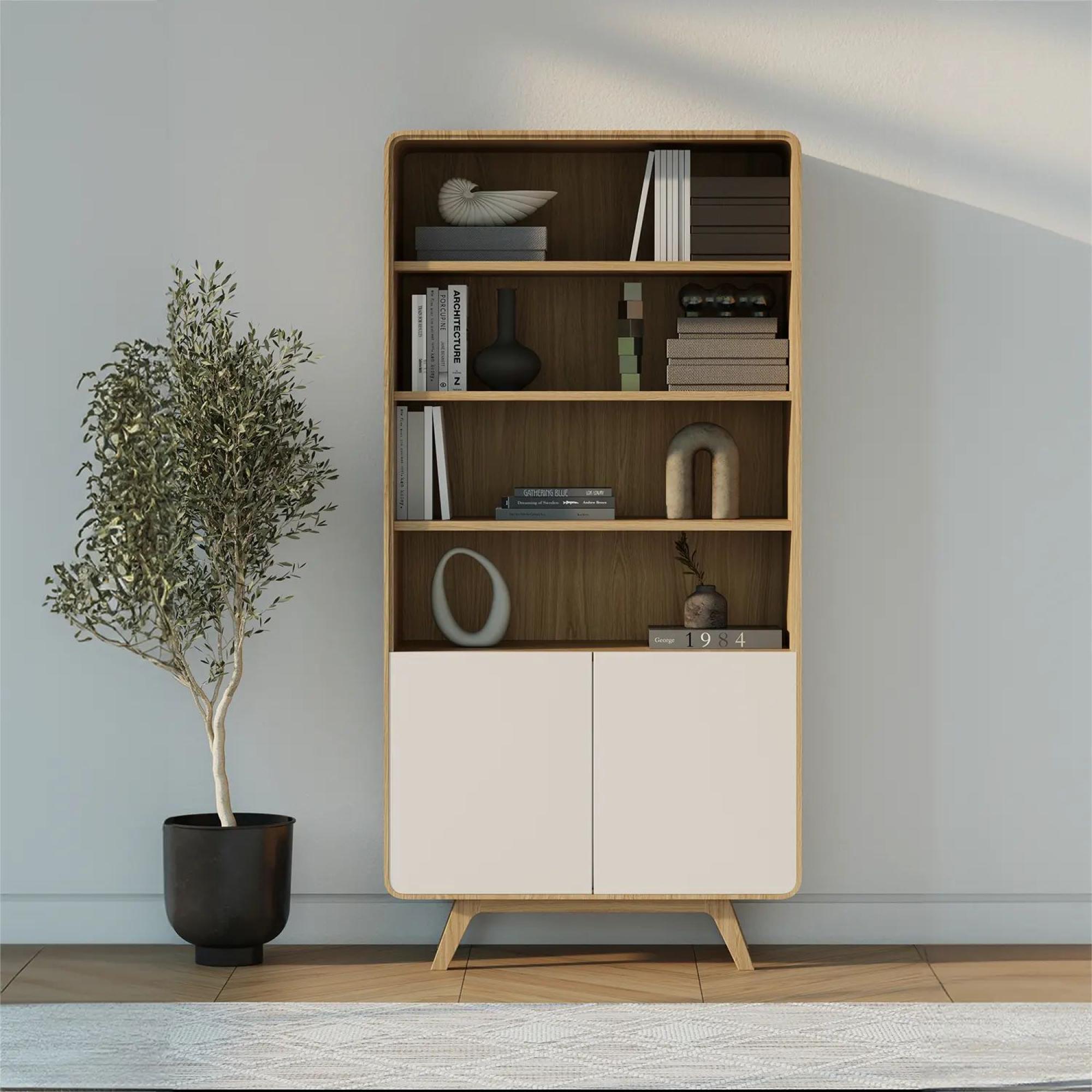 Product photograph of Ashton White Oak Tall Display Unit from Choice Furniture Superstore.