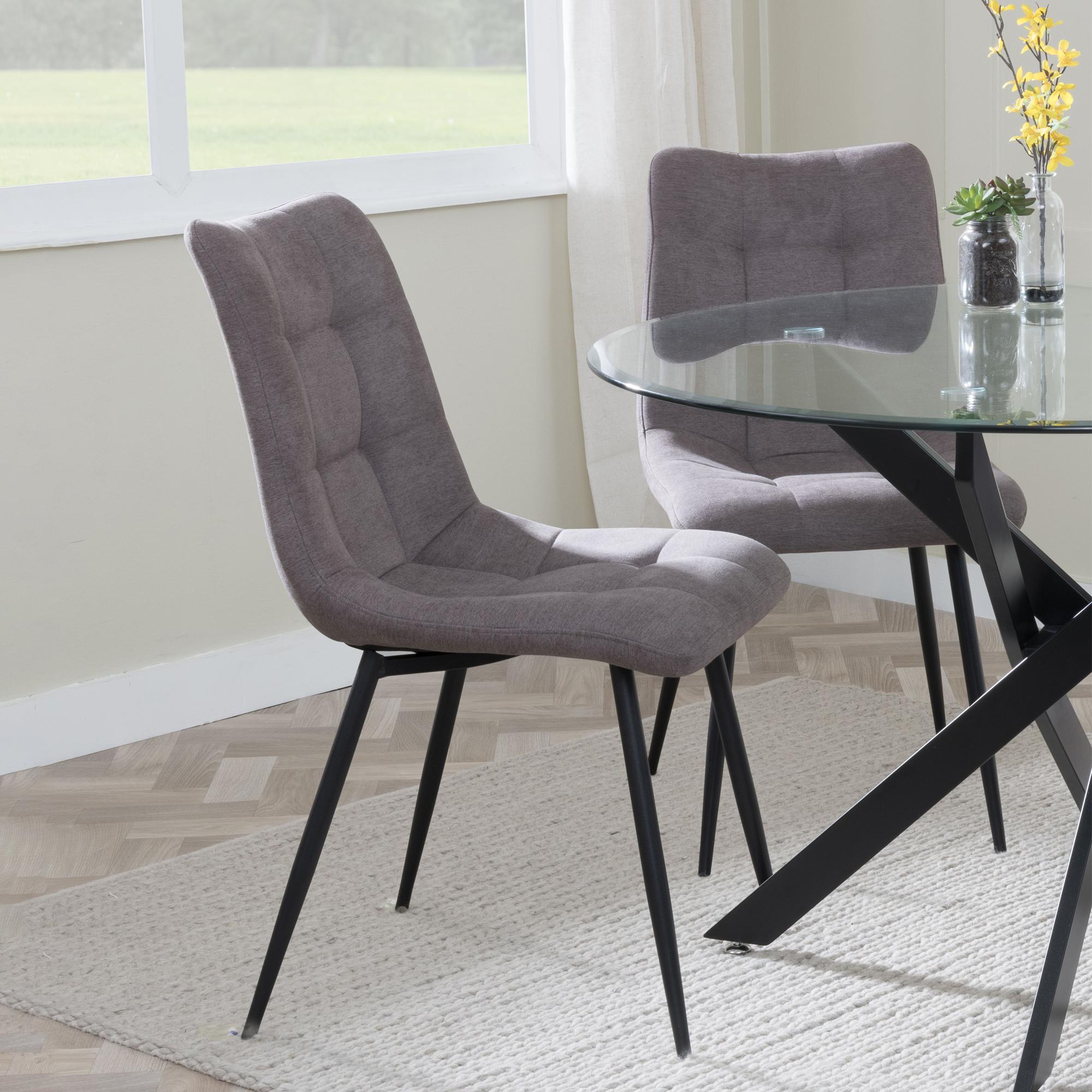 Product photograph of Chopstick White Glass And Black Metal 4 Seater Round Dining Set - 4 Corona Camel Fabric Chairs from Choice Furniture Superstore.