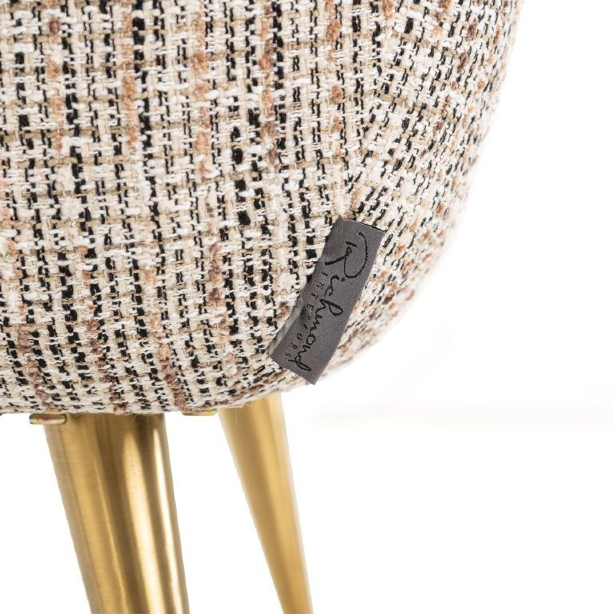 Product photograph of Huxley Beige Fabric Accent Chair With Gold Legs from Choice Furniture Superstore.