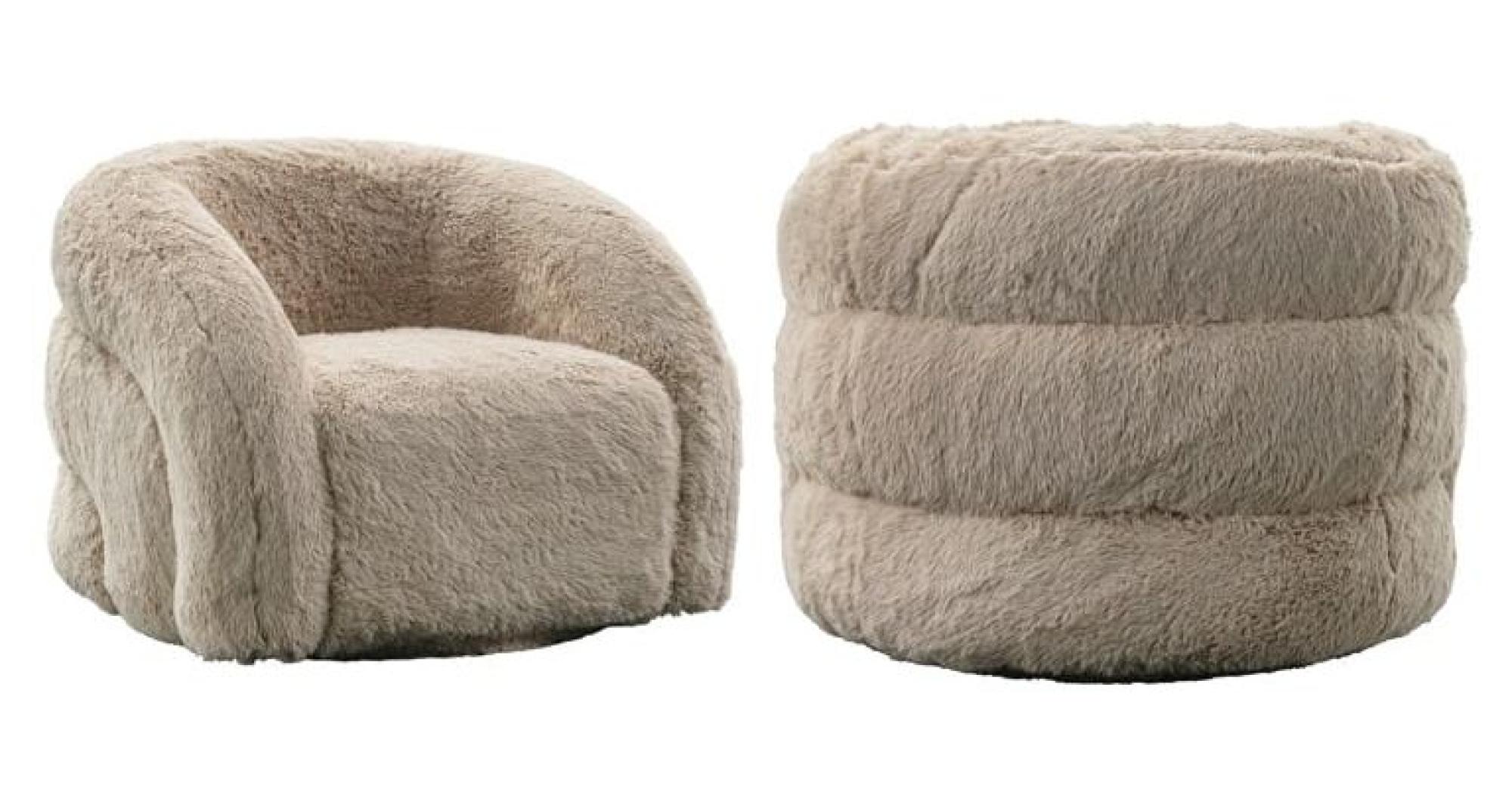 Product photograph of Arcus Sand Fabric Swivel Accent Chair from Choice Furniture Superstore.