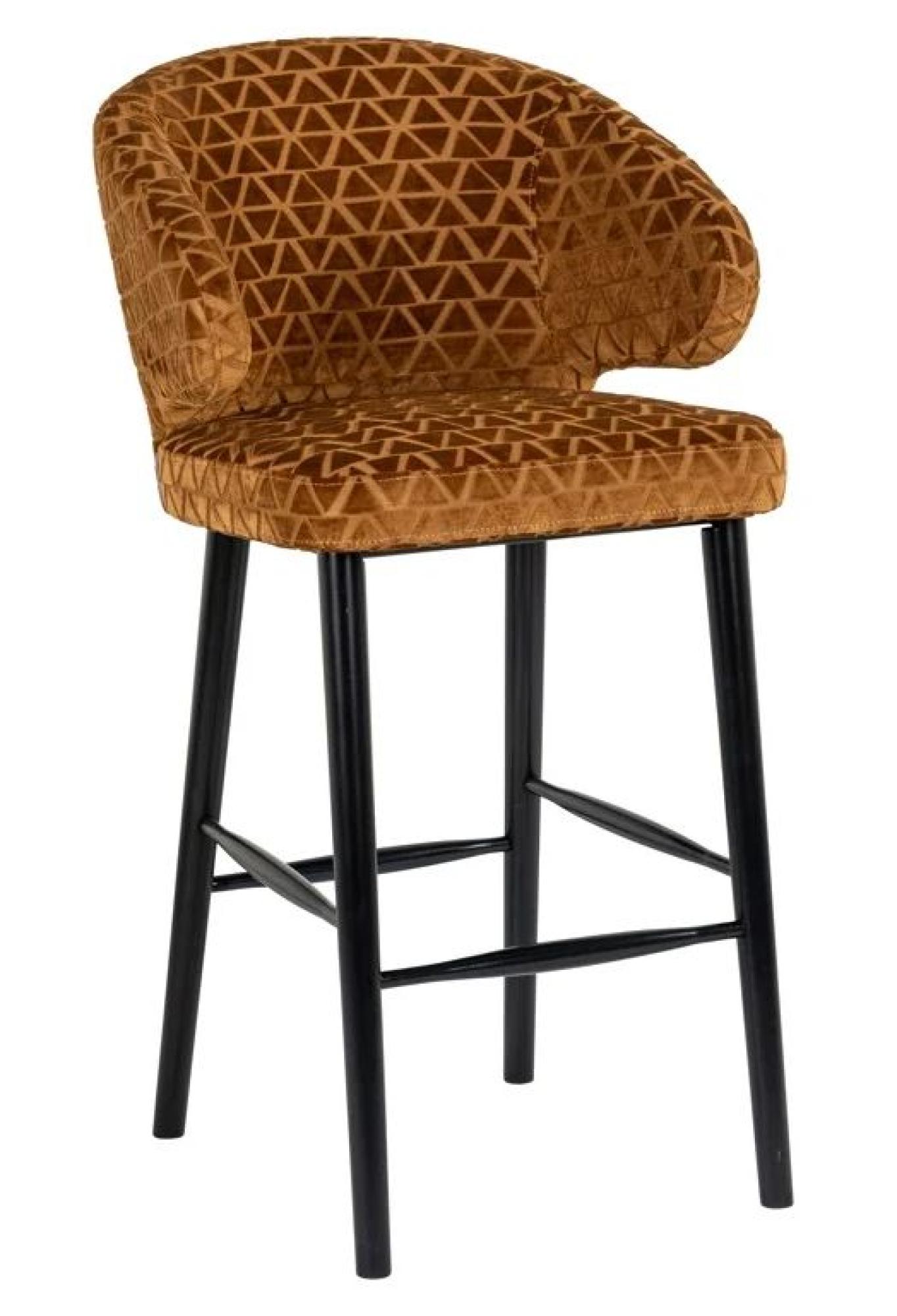 Product photograph of Indigo Gold Fabric Barstool With Back from Choice Furniture Superstore.