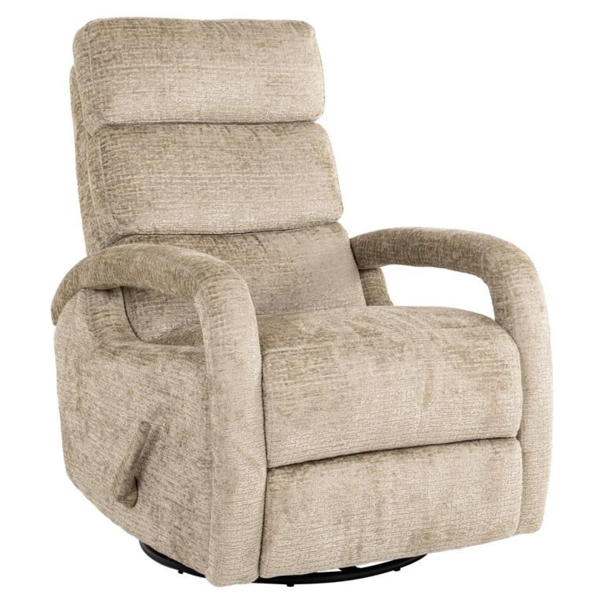 Product photograph of Denvi Sand Chenille Fabric Swivel Chair from Choice Furniture Superstore.