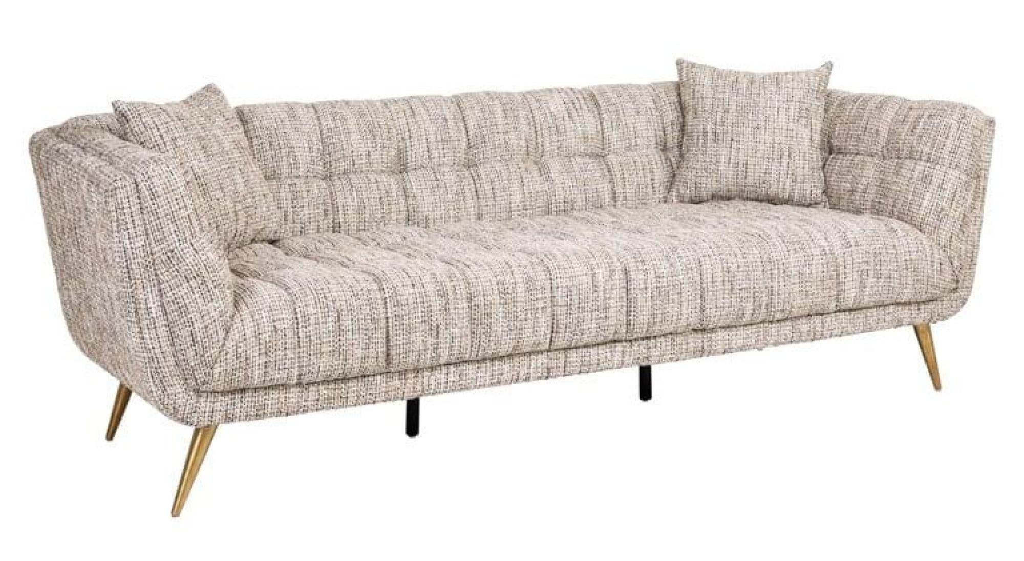 Product photograph of Huxley Beige Fabric 3 Seater Sofa With Brushed Gold Legs from Choice Furniture Superstore.