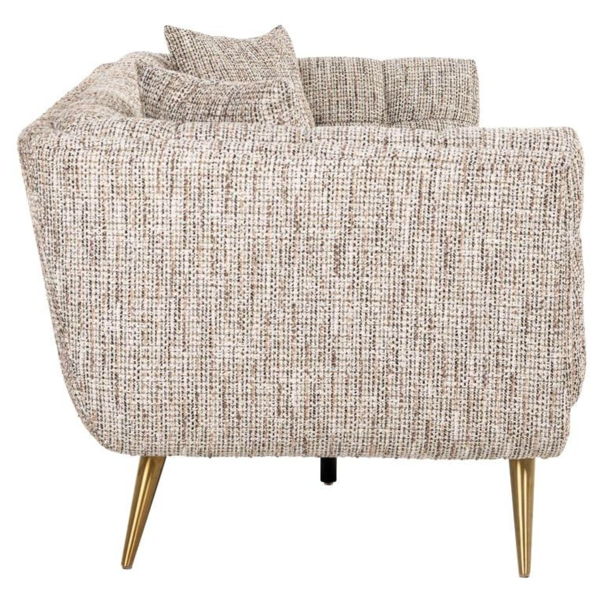 Product photograph of Huxley Beige Fabric 3 Seater Sofa With Brushed Gold Legs from Choice Furniture Superstore.