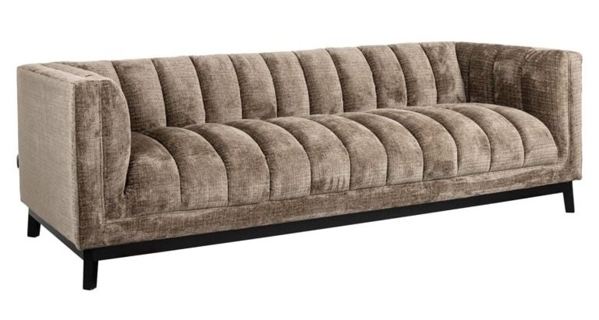 Product photograph of Beaudy Stone Chenille Fabric 3 Seater Sofa With Black Legs from Choice Furniture Superstore.