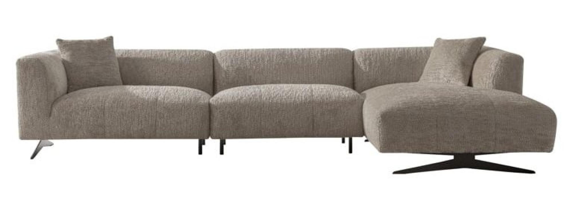 Product photograph of Hoxton Beige Fabric Corner Sofa With Black Legs - Rhf from Choice Furniture Superstore.