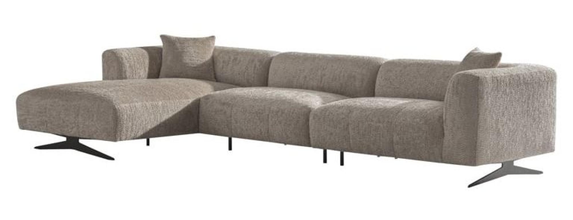 Product photograph of Hoxton Beige Fabric Corner Sofa With Black Legs- Lhf from Choice Furniture Superstore.