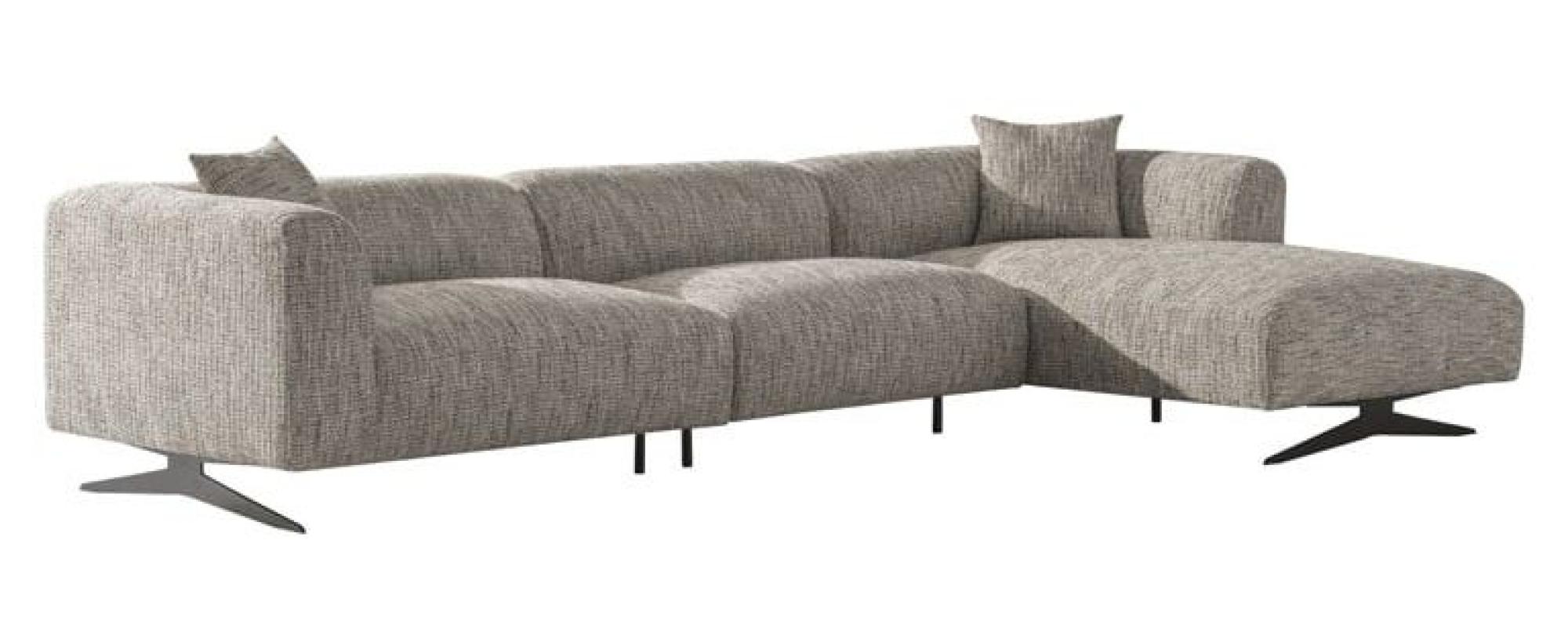 Product photograph of Hoxton Natural Fabric Corner Sofa With Black Legs - Rhf from Choice Furniture Superstore.