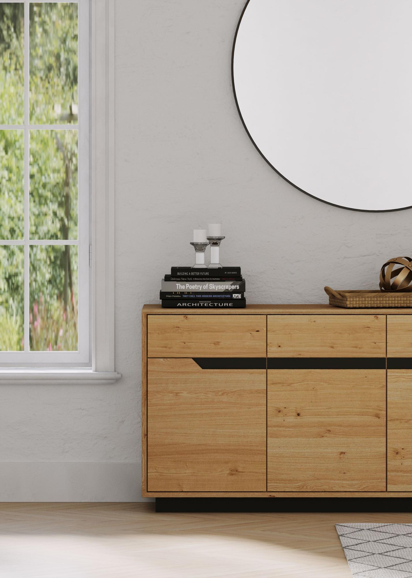 Product photograph of Layne White Oak 180cm Large 4 Door Sideboard from Choice Furniture Superstore.