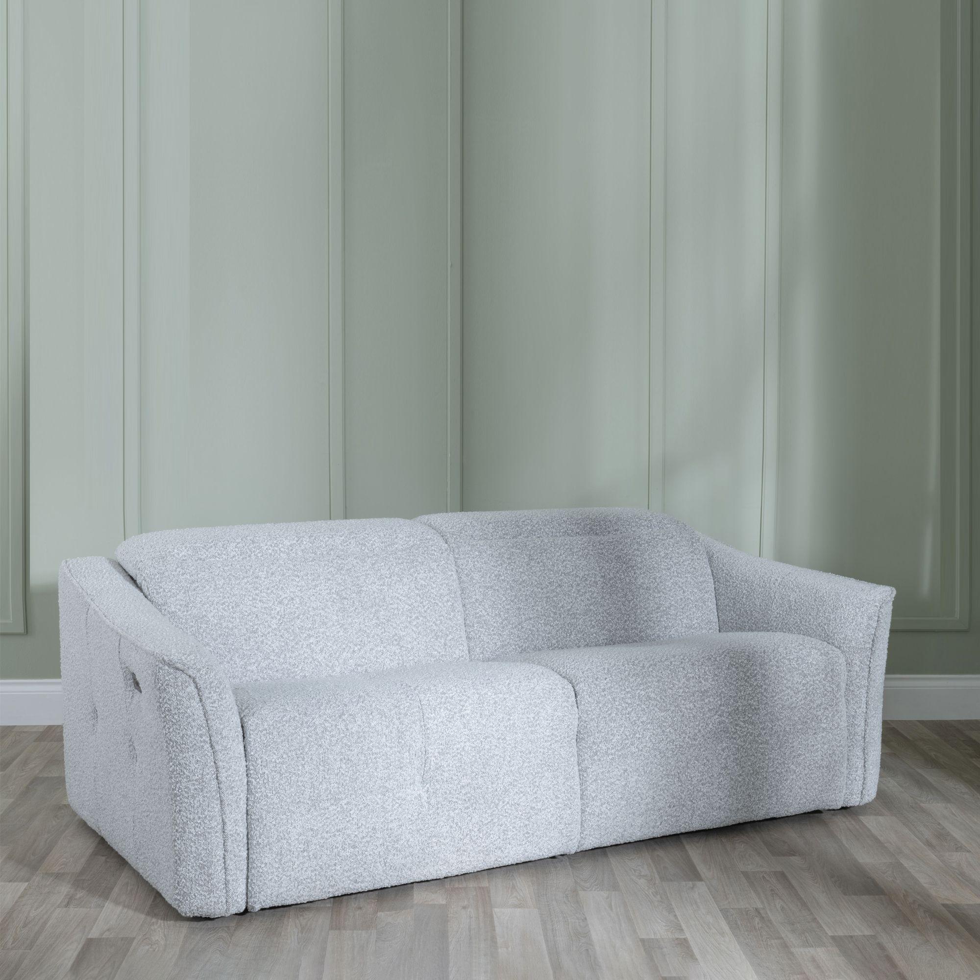 Product photograph of Inca Light Grey Teddy Fabric Electric Recliner Sofa Set from Choice Furniture Superstore.