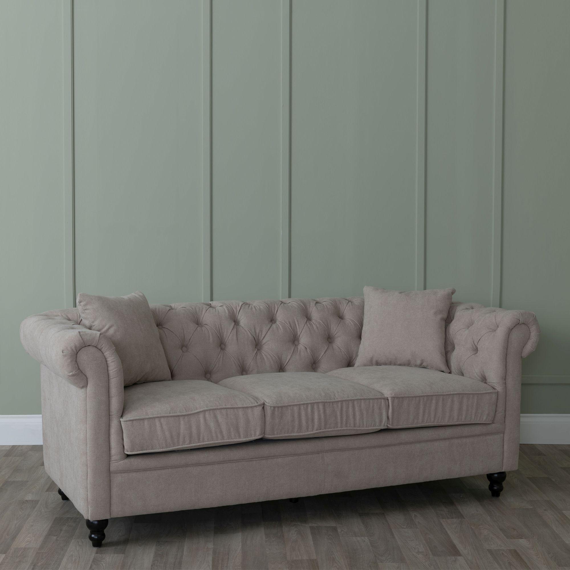 Product photograph of Chesterfield Beige Fabric Sofa Set from Choice Furniture Superstore.