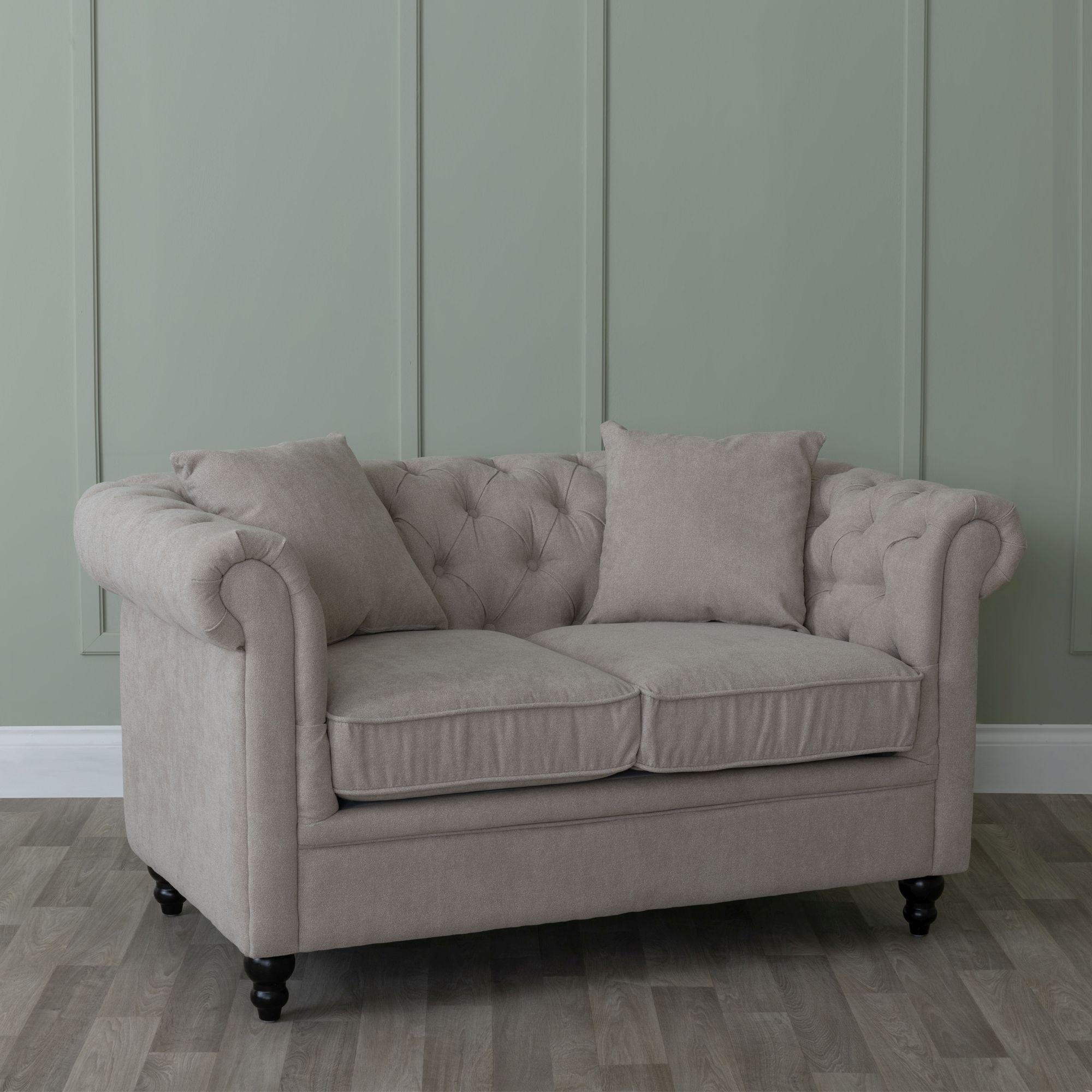 Product photograph of Chesterfield Beige Fabric Sofa Set from Choice Furniture Superstore.