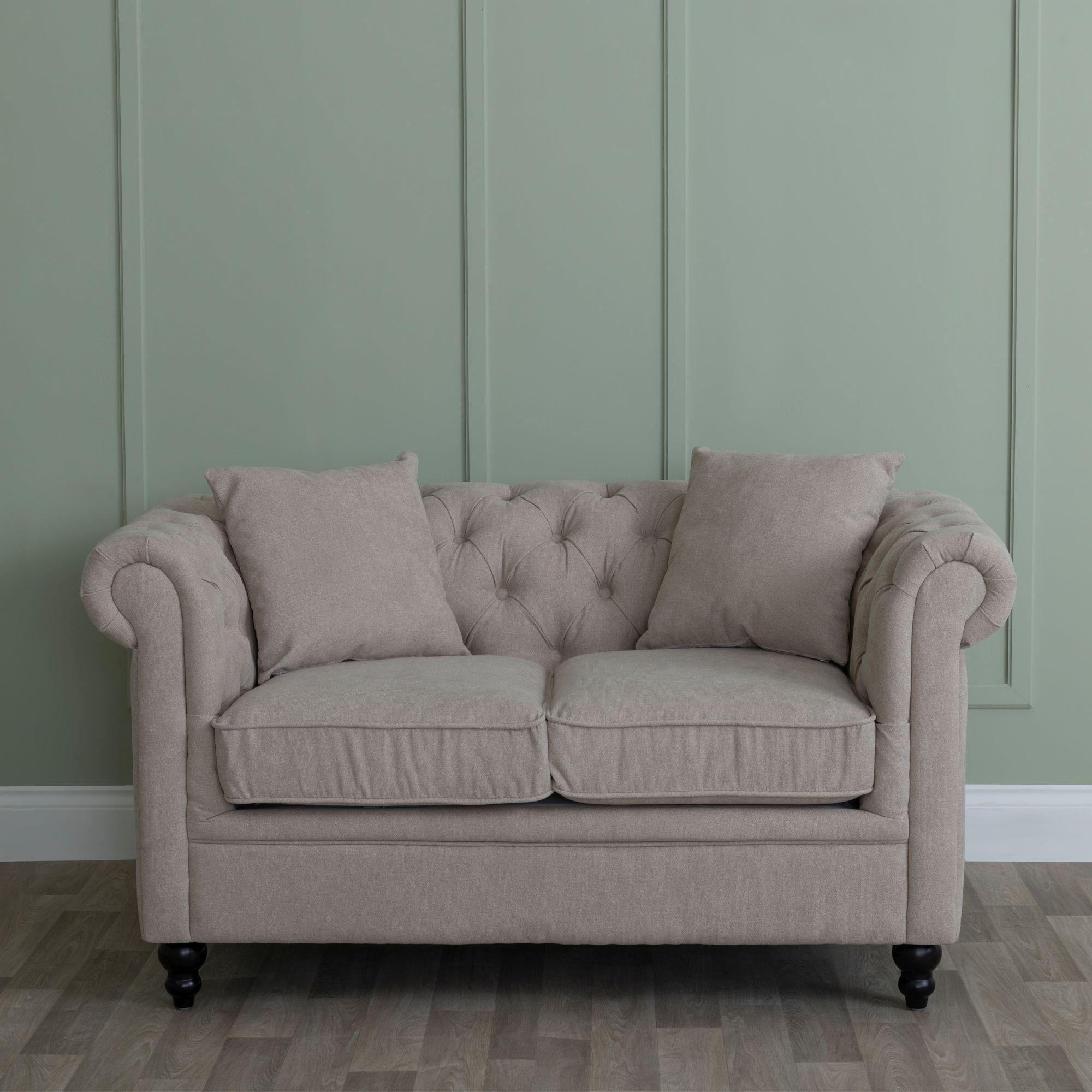 Product photograph of Chesterfield Beige Fabric Sofa Set from Choice Furniture Superstore.