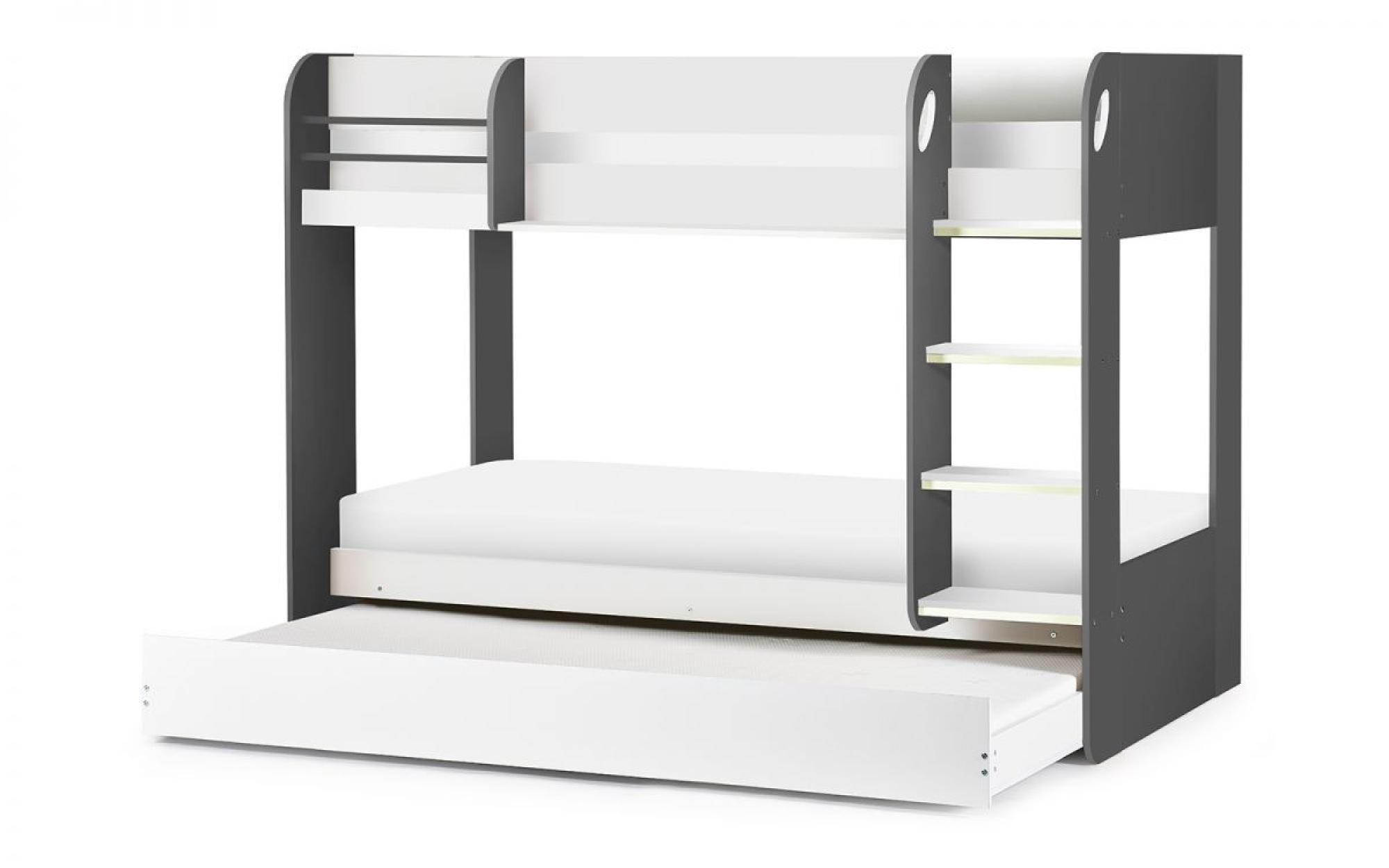 Product photograph of Mars Charcoal Oak With White Fabric Bunk Bed from Choice Furniture Superstore.