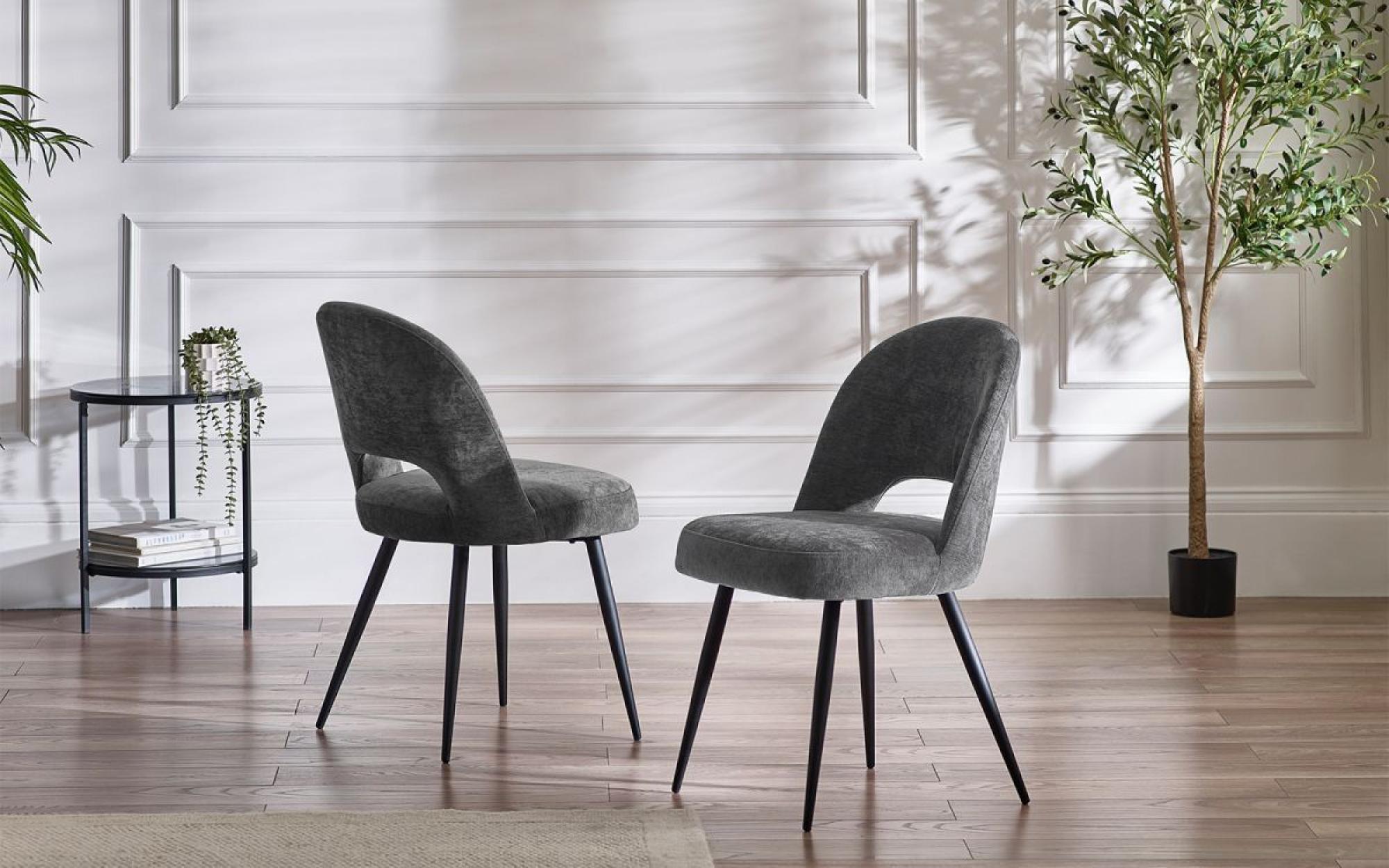 Product photograph of Set Of 2 Ella Onyx Fabric Dining Chair from Choice Furniture Superstore.