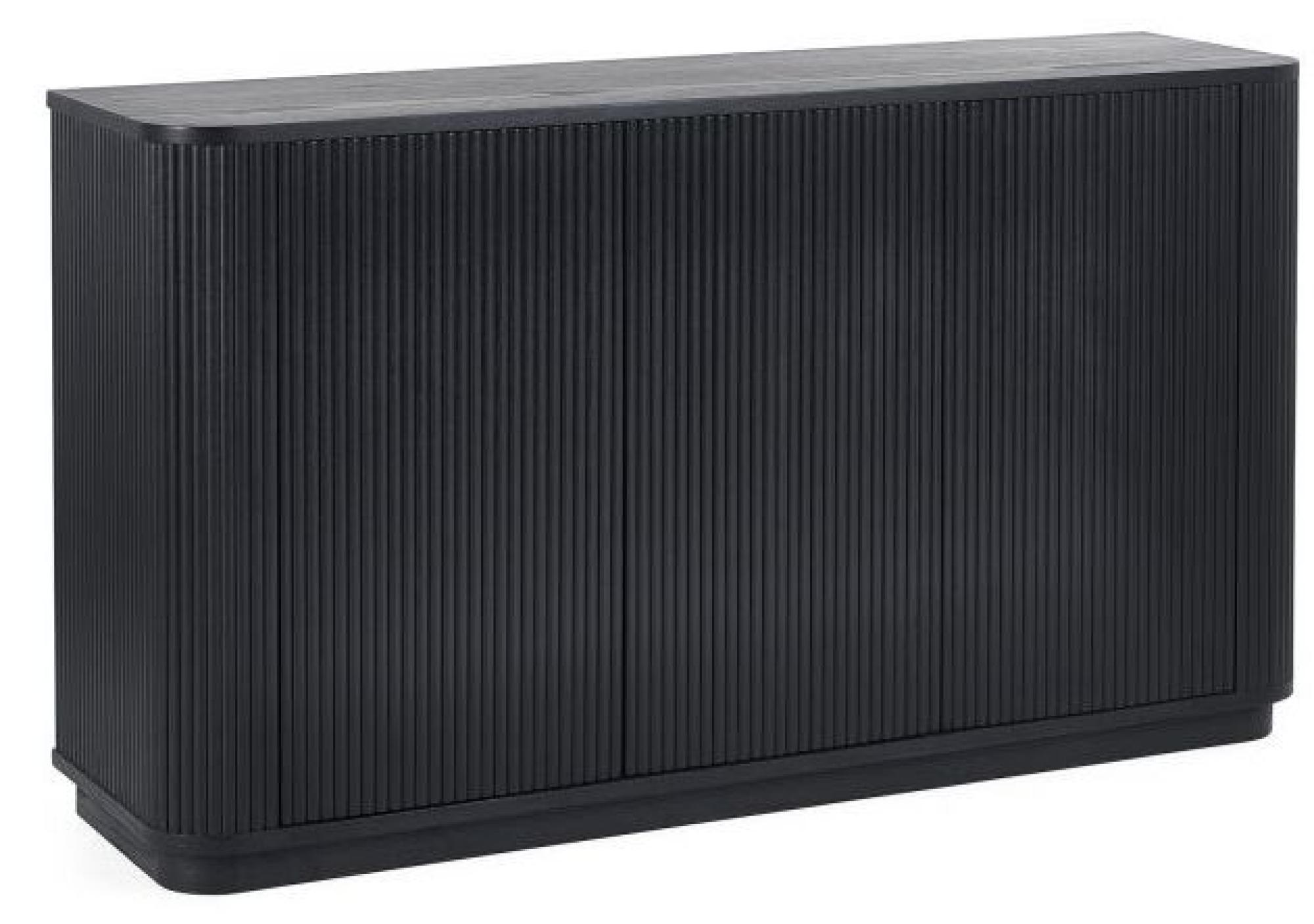 Product photograph of Louis Black Fluted Base Medium 3 Door Sideboard from Choice Furniture Superstore.