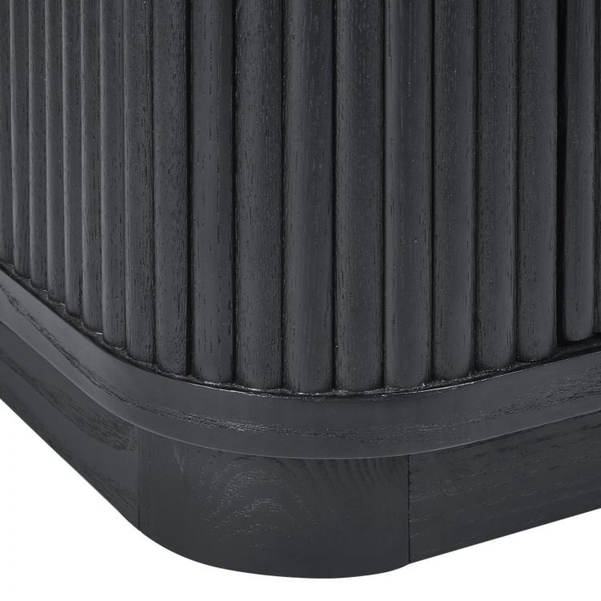 Product photograph of Louis Black Fluted Base Medium 3 Door Sideboard from Choice Furniture Superstore.