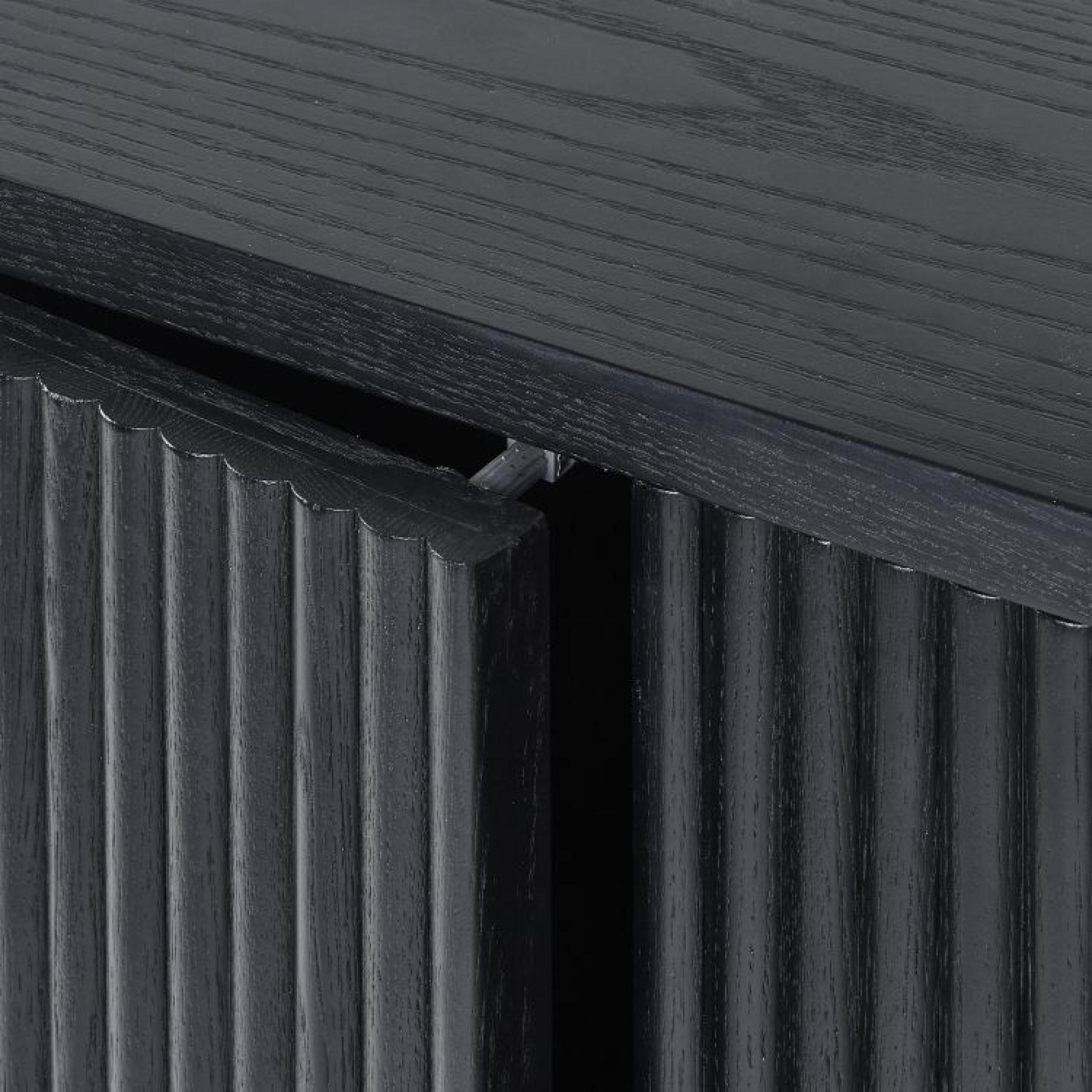 Product photograph of Louis Black Fluted Base Medium 3 Door Sideboard from Choice Furniture Superstore.