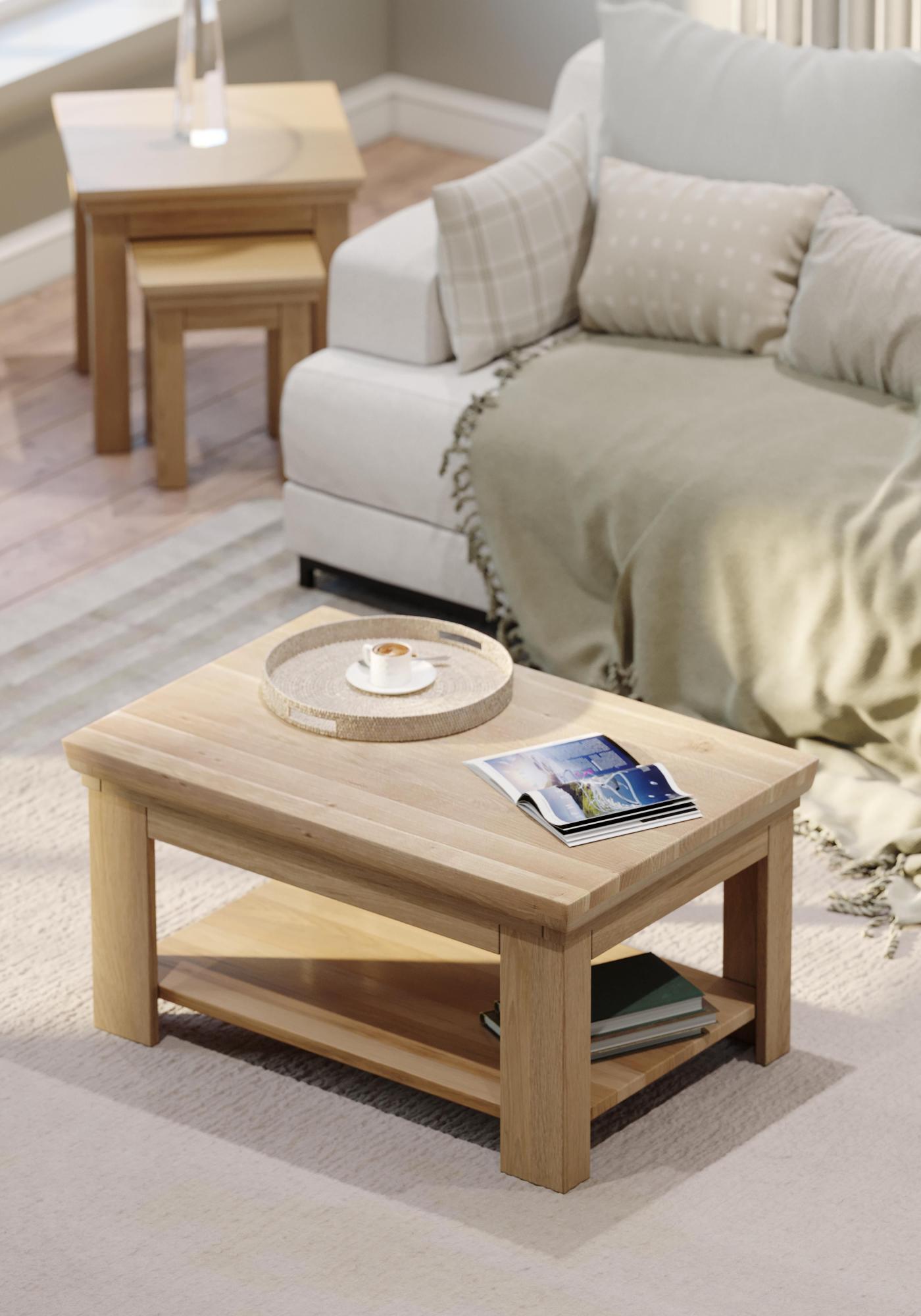 Product photograph of Corbin Oak 90cm Coffee Table from Choice Furniture Superstore.