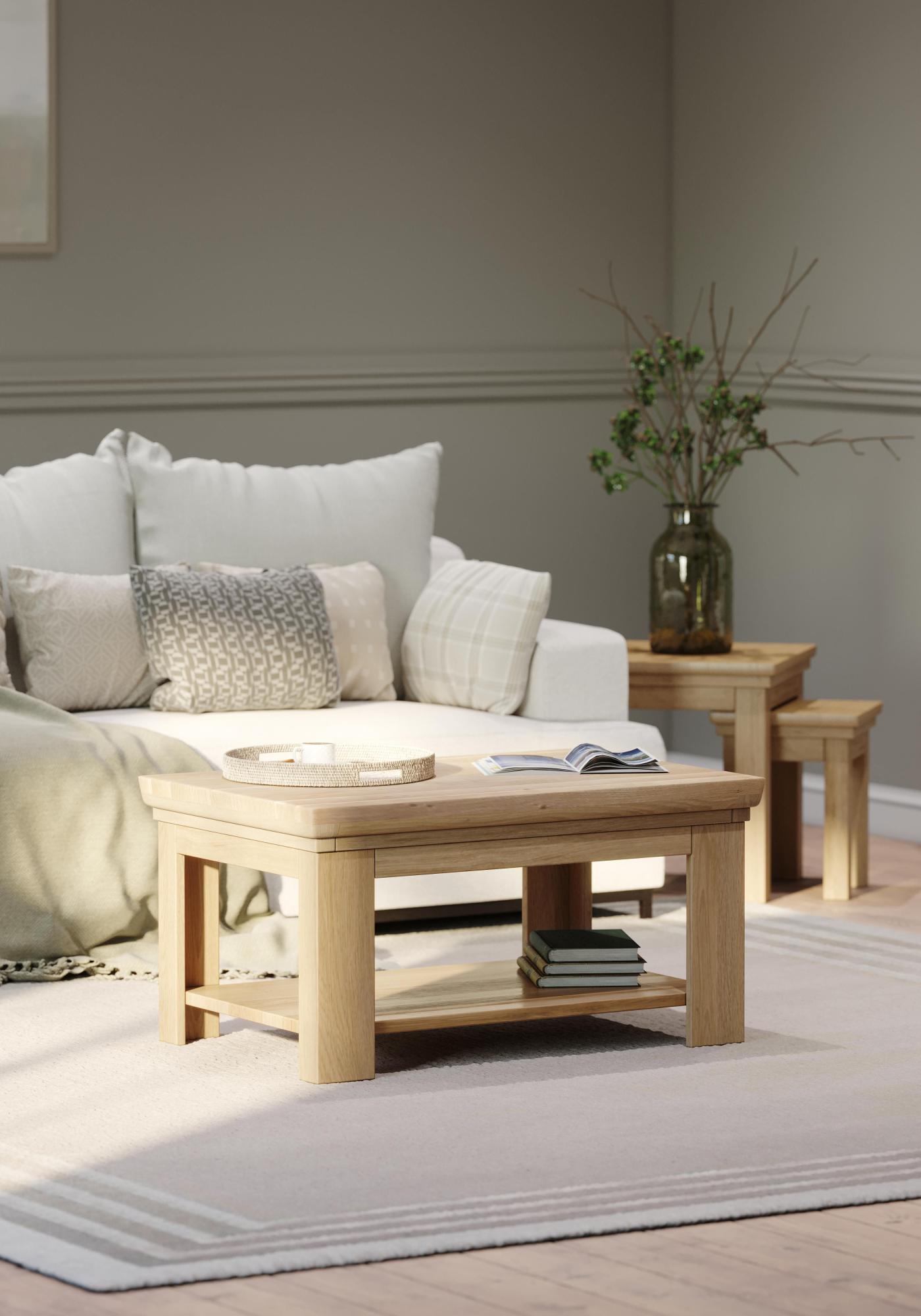 Product photograph of Corbin Oak 90cm Coffee Table from Choice Furniture Superstore.