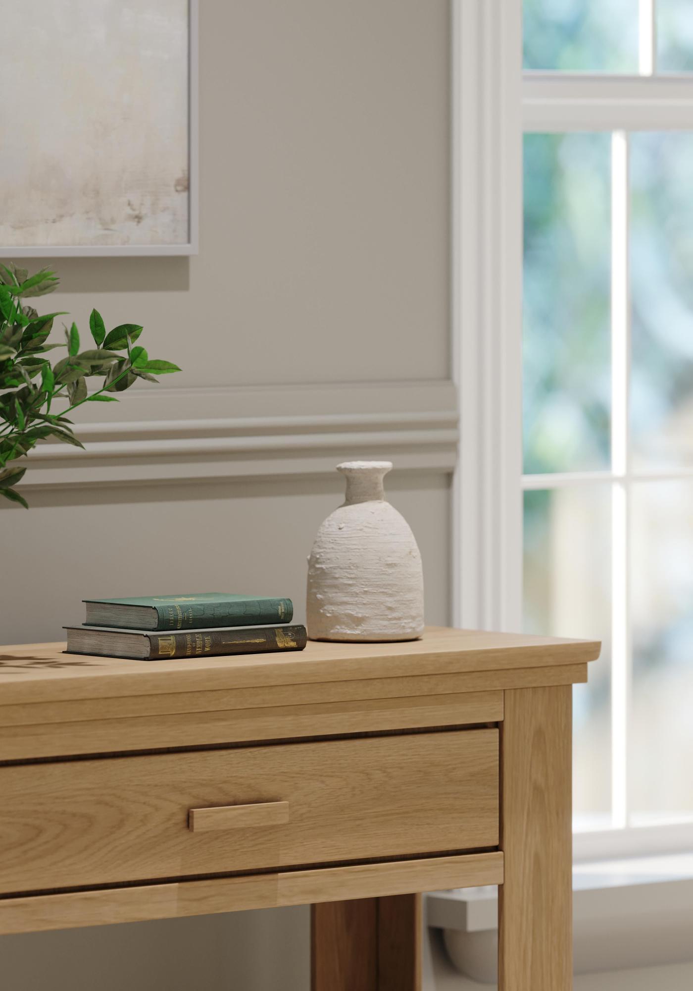 Product photograph of Corbin Oak 1 Drawer Console Table from Choice Furniture Superstore.