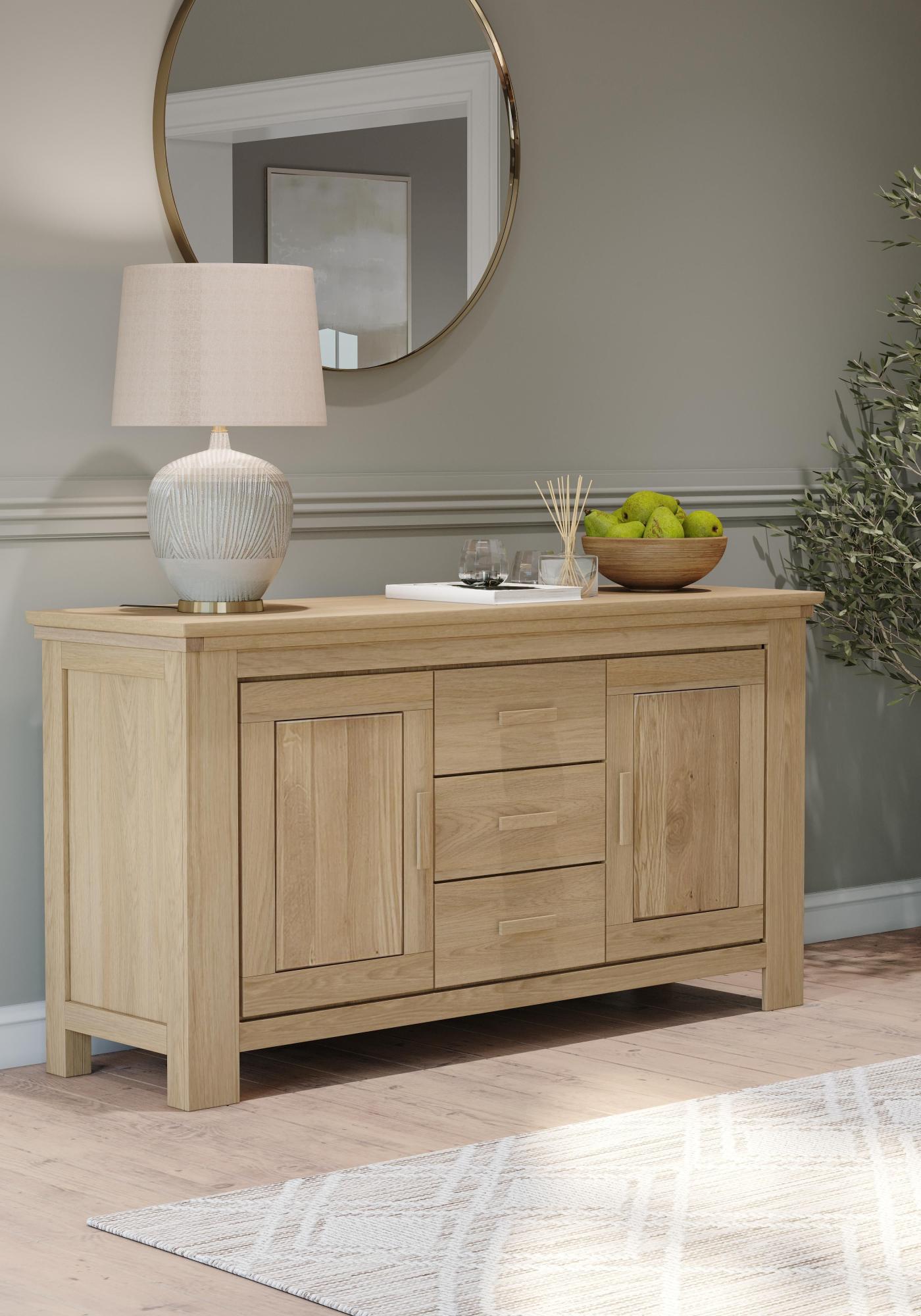 Product photograph of Corbin Oak 160 Large 2 Door Sideboard from Choice Furniture Superstore.