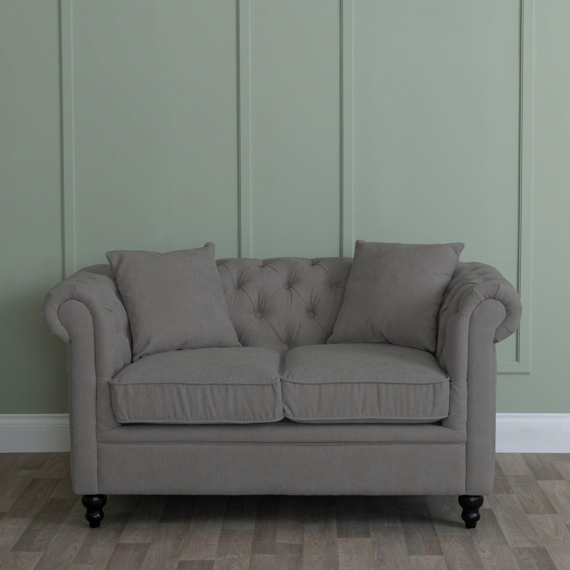 Product photograph of Chesterfield Grey Fabric Sofa Set from Choice Furniture Superstore.