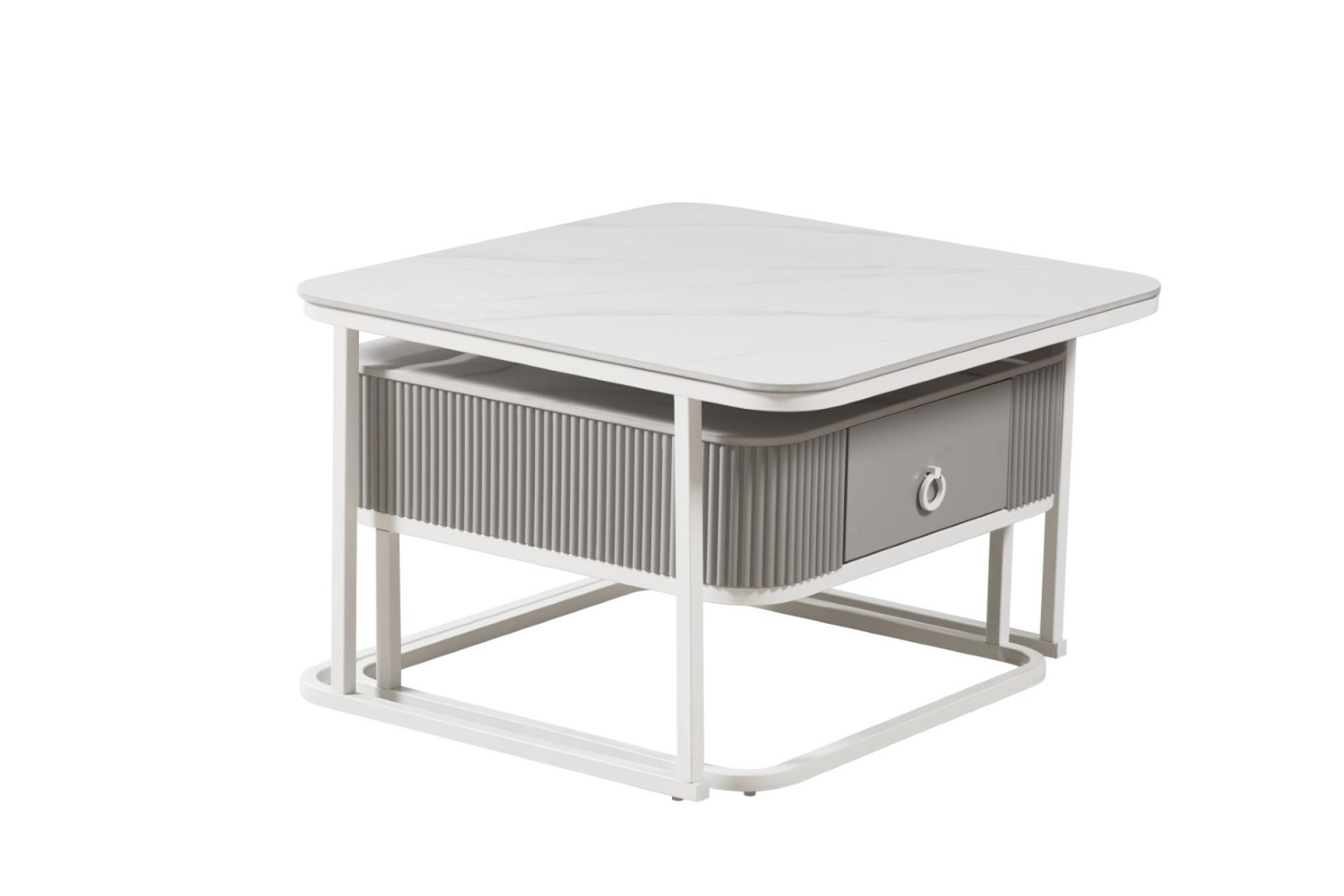 Product photograph of Glam White Metal Storage Coffee Table from Choice Furniture Superstore.