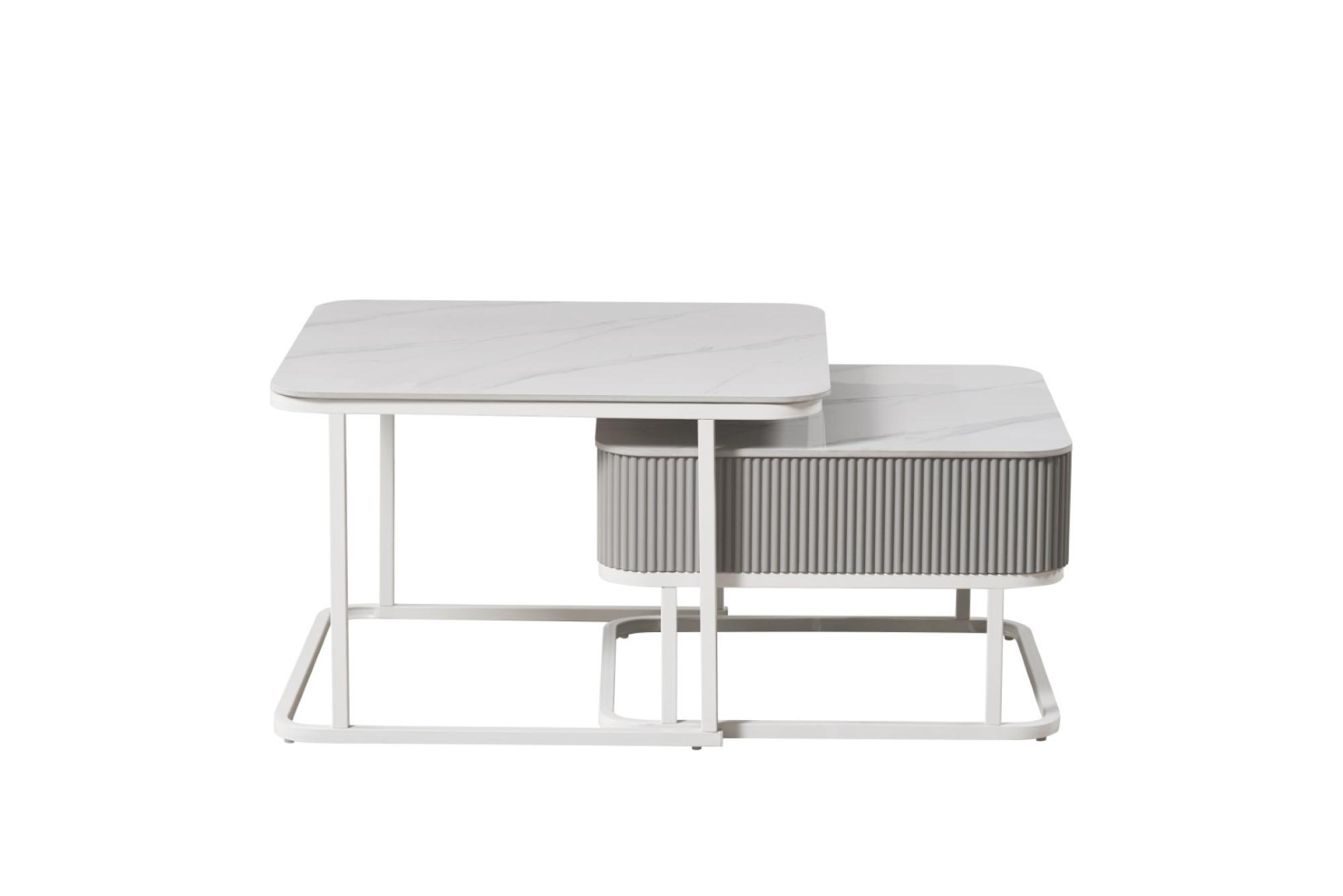 Product photograph of Glam White Metal Storage Coffee Table from Choice Furniture Superstore.